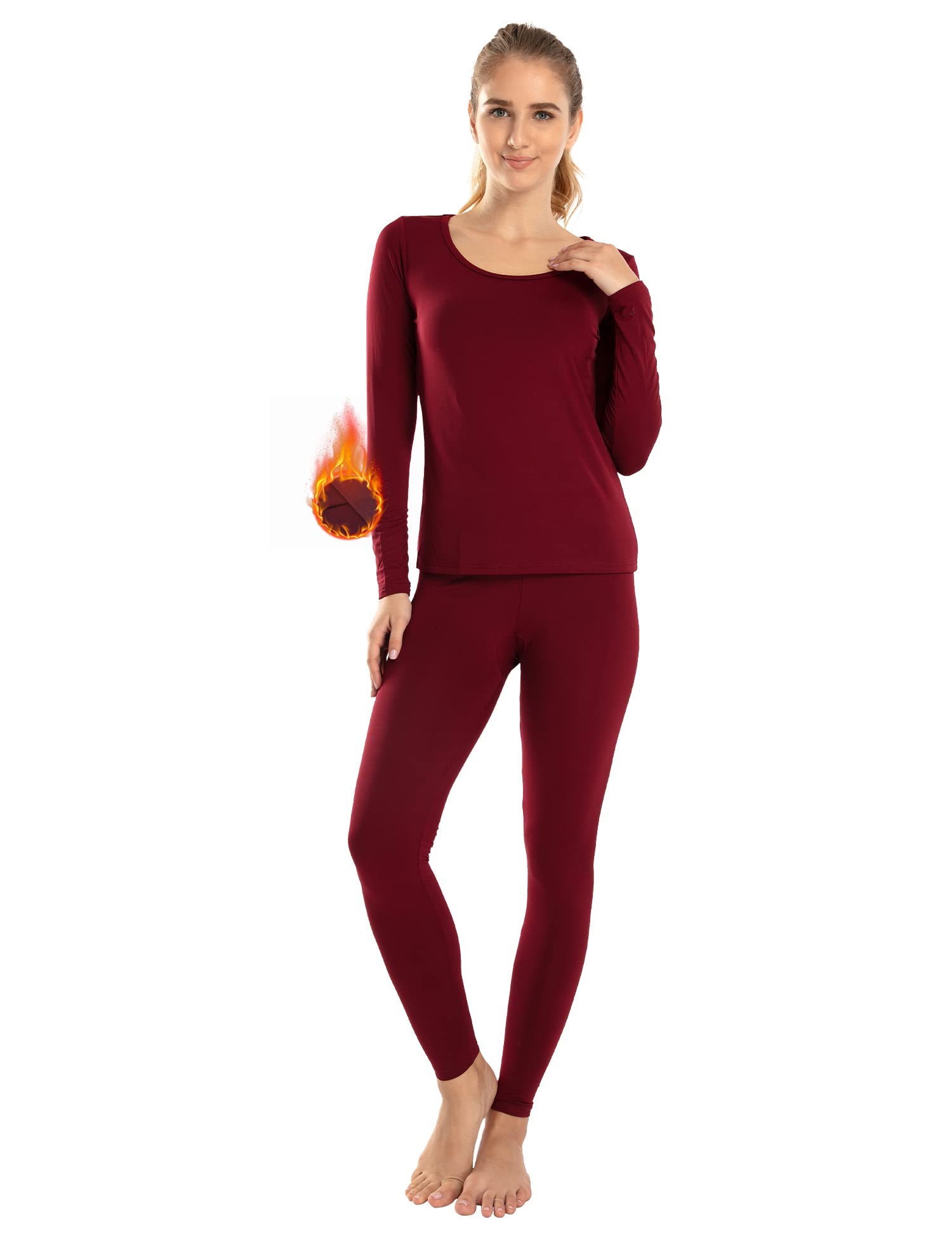Women's Fleece Lined Thermal Underwear Set - Warm Long Johns Base Layer for Winter, Cold Weather & Outdoor Activities | Perfect for Skiing, Hiking & Snowboarding