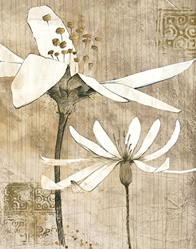 Gango Home Decor Contemporary Pencil Floral Art Prints Set of 2 - 11x14 Inch Brown Framed Wall Art by Avery Tillmon (Ready to Hang) - Perfect for Living Room, Bedroom & Office Decor