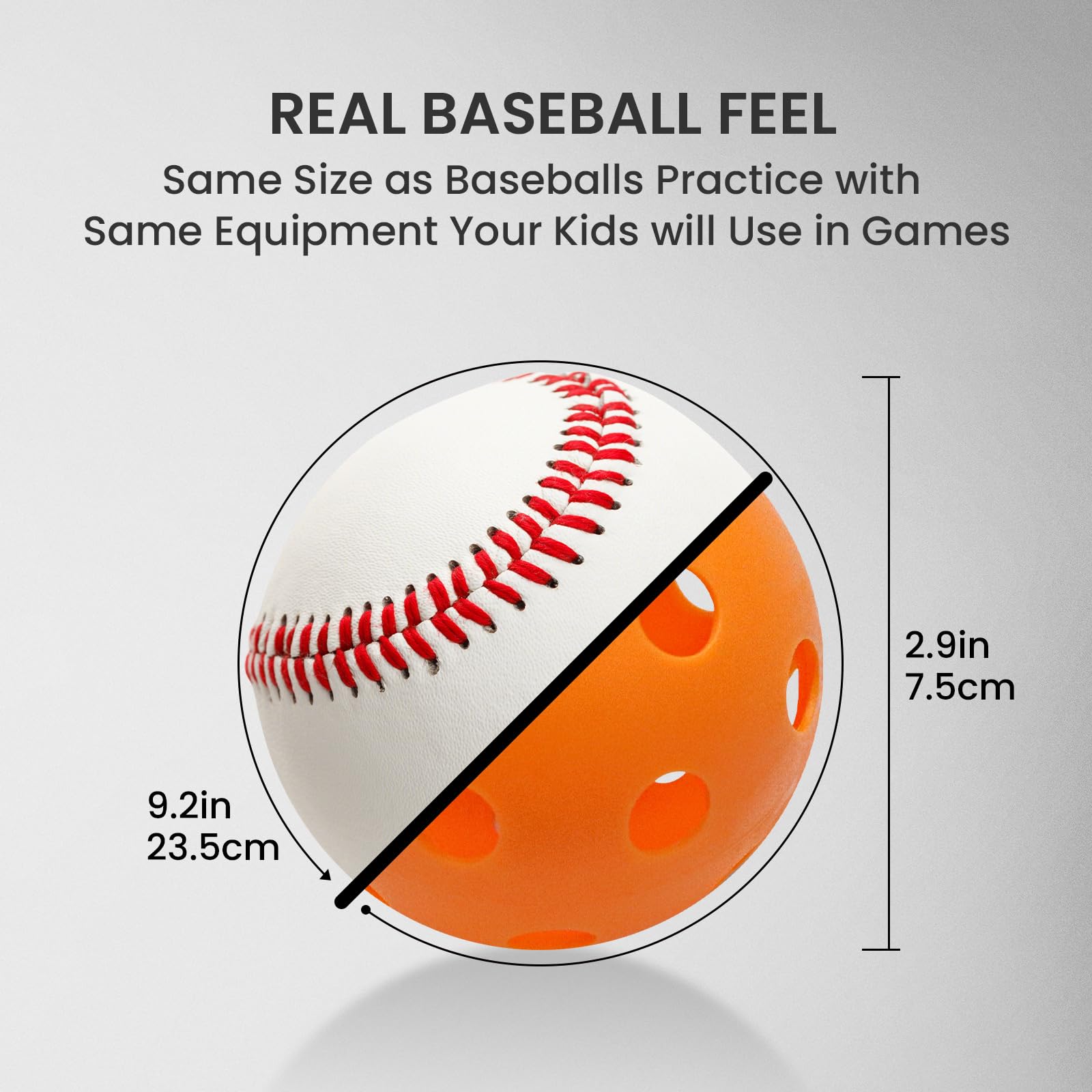FINGER TEN Plastic Baseballs & Softballs - 6/12/24 Pack for Practice Hitting, Lightweight Training Balls for Kids, Men & Women - Perfect for Indoor & Outdoor Baseball Drills, Backyard Games & Batting Cage Practice