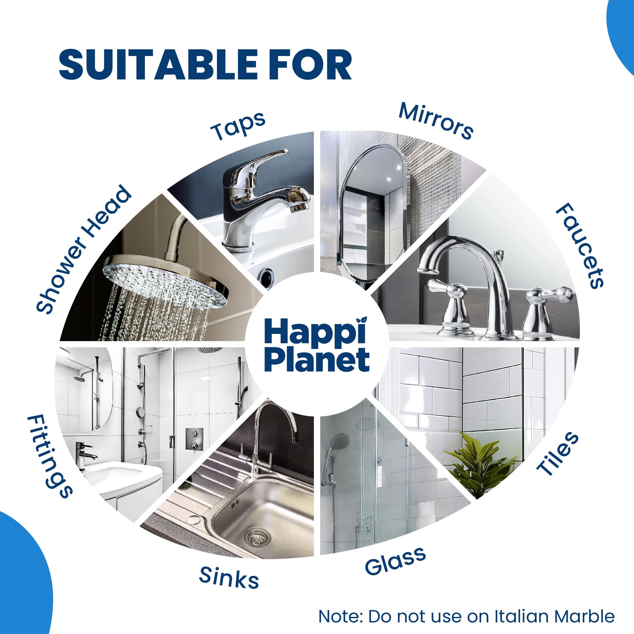 Happi Planet Foaming Tap Cleaner & Limescale Remover - Non-Toxic Bathroom Cleaner (500ml) for Taps, Showers, Tiles & Mirrors | Effortless Scrubbing with India's 1st Foam Formula | Perfect for Stain Removal & Daily Bathroom Maintenance