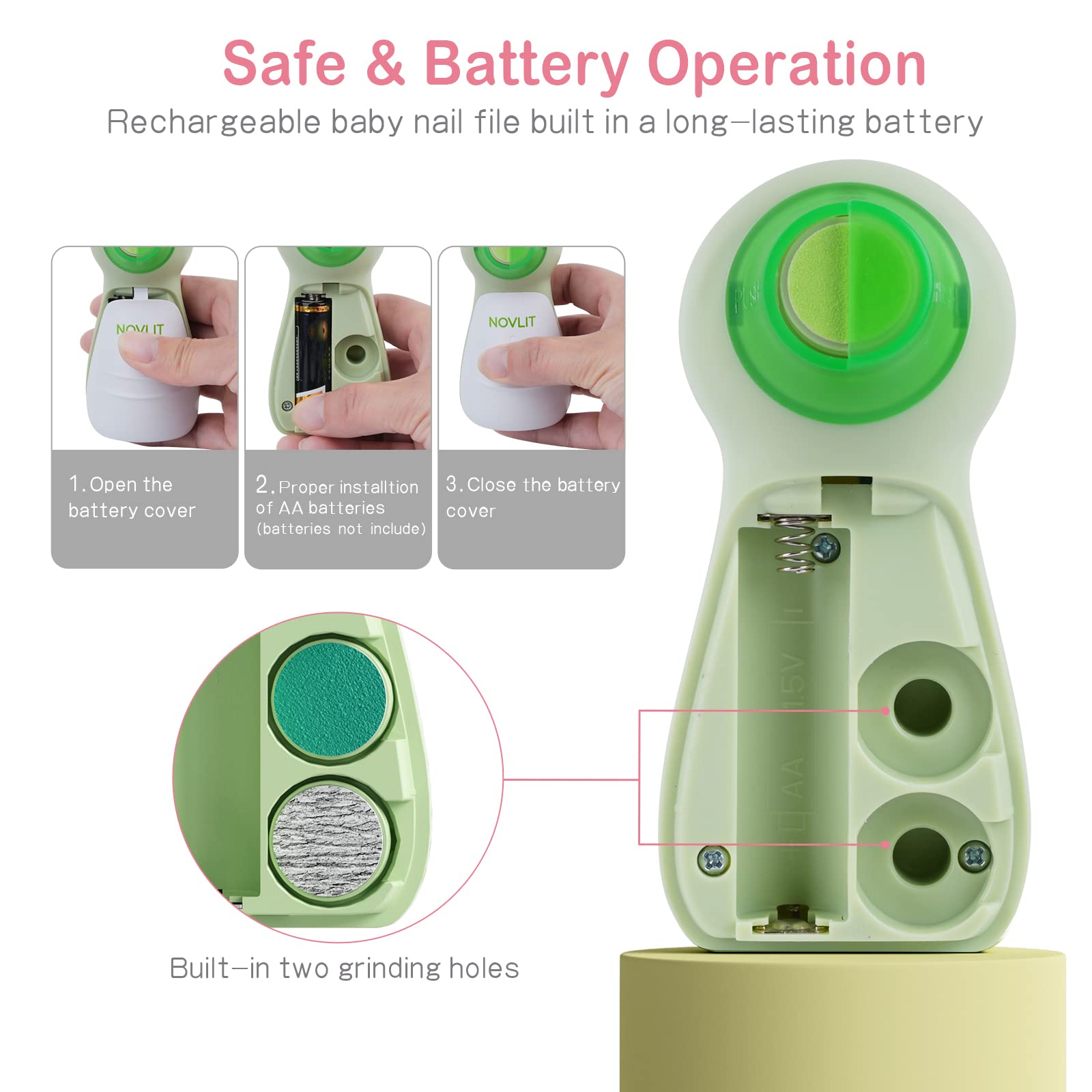 Electric Baby Nail Trimmer with LED Light & Grinding Cover - Safe Nail Clippers for Newborns, Infants, Toddlers & Adults - Toe & Fingernail Care Kit with 10 Grinding Heads - Perfect for Gentle At-Home Manicures & Pedicures