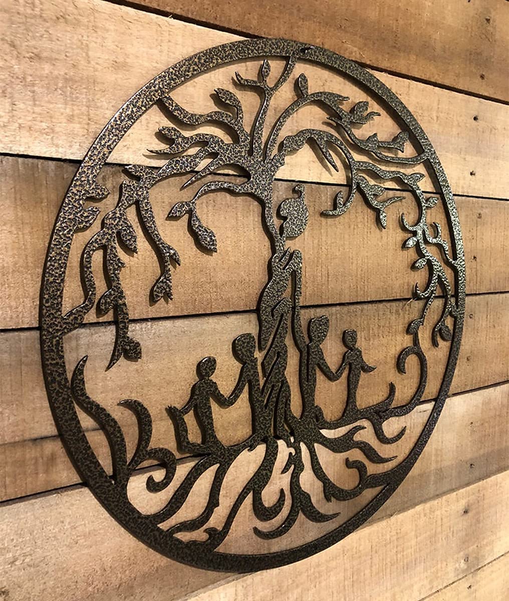 Metal Tree of Life Wall Art - Mother & Children 3D Wall Sculpture, Personalized Home Decor for Living Room, Bedroom, Nursery | Modern Metal Wall Hanging for Family Spaces & Gift Giving