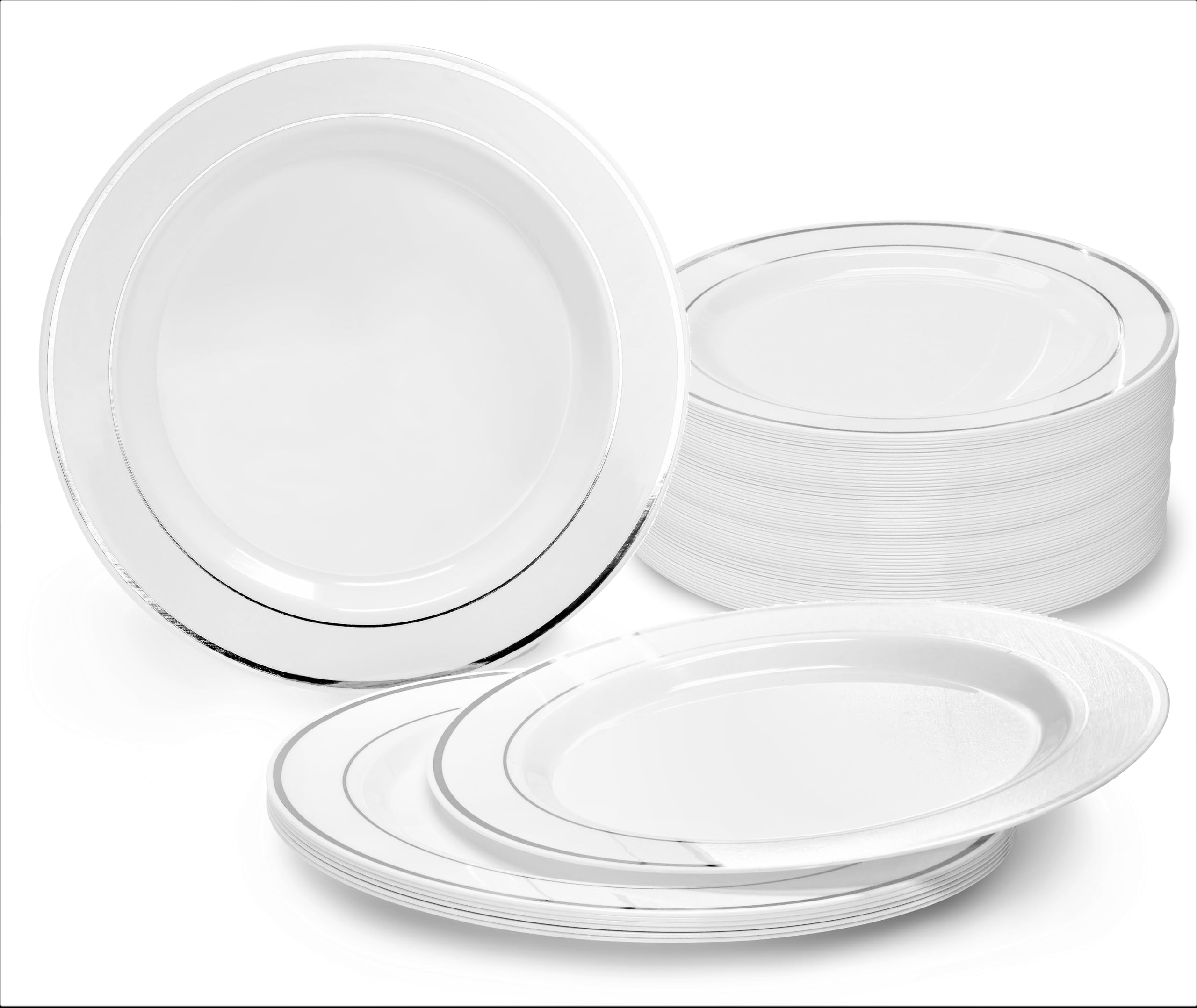 Premium 120-Pack Heavyweight Disposable Plastic Plates for Weddings & Parties - 10.5