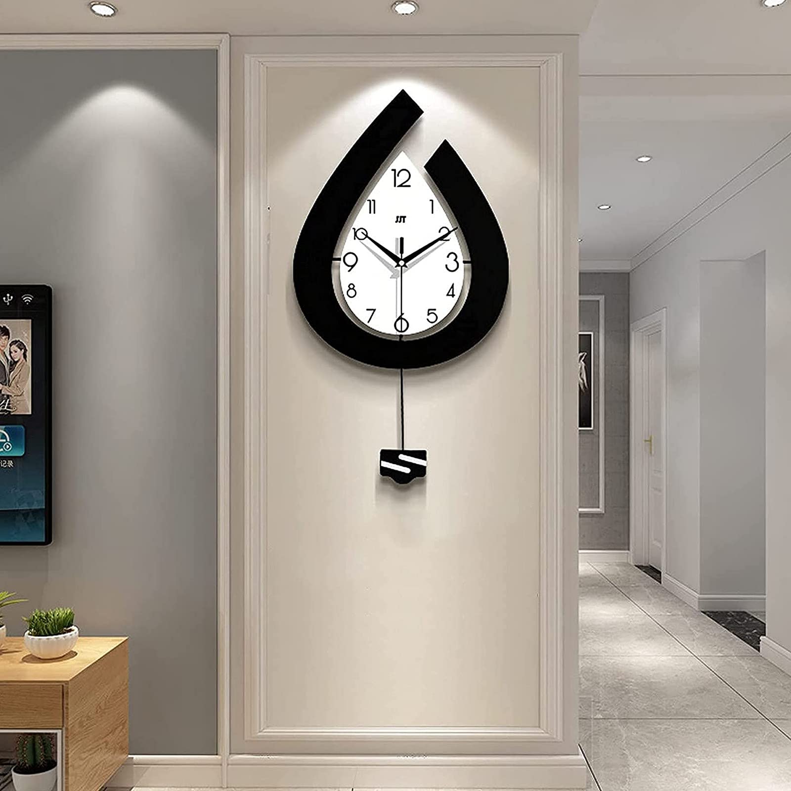Modern Silent Wall Clock - Battery Operated No Ticking Wall Decor for Living Room, Bedroom, Office & Kitchen - 30x57cm Art Home Decor (Perfect for Home, Office & Gift Giving)