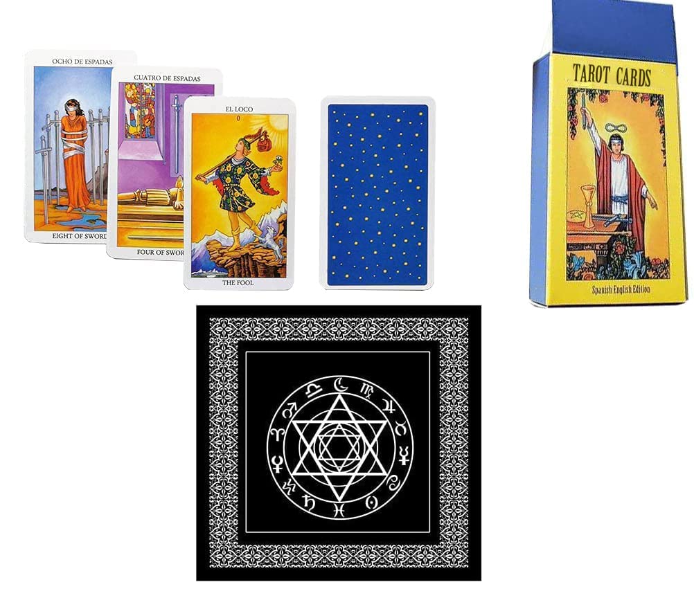 VOVCIG Bilingual English Spanish Tarot Cards Set with Guide Book & Special Tablecloth - Perfect for Divination, Meditation, and Spiritual Guidance