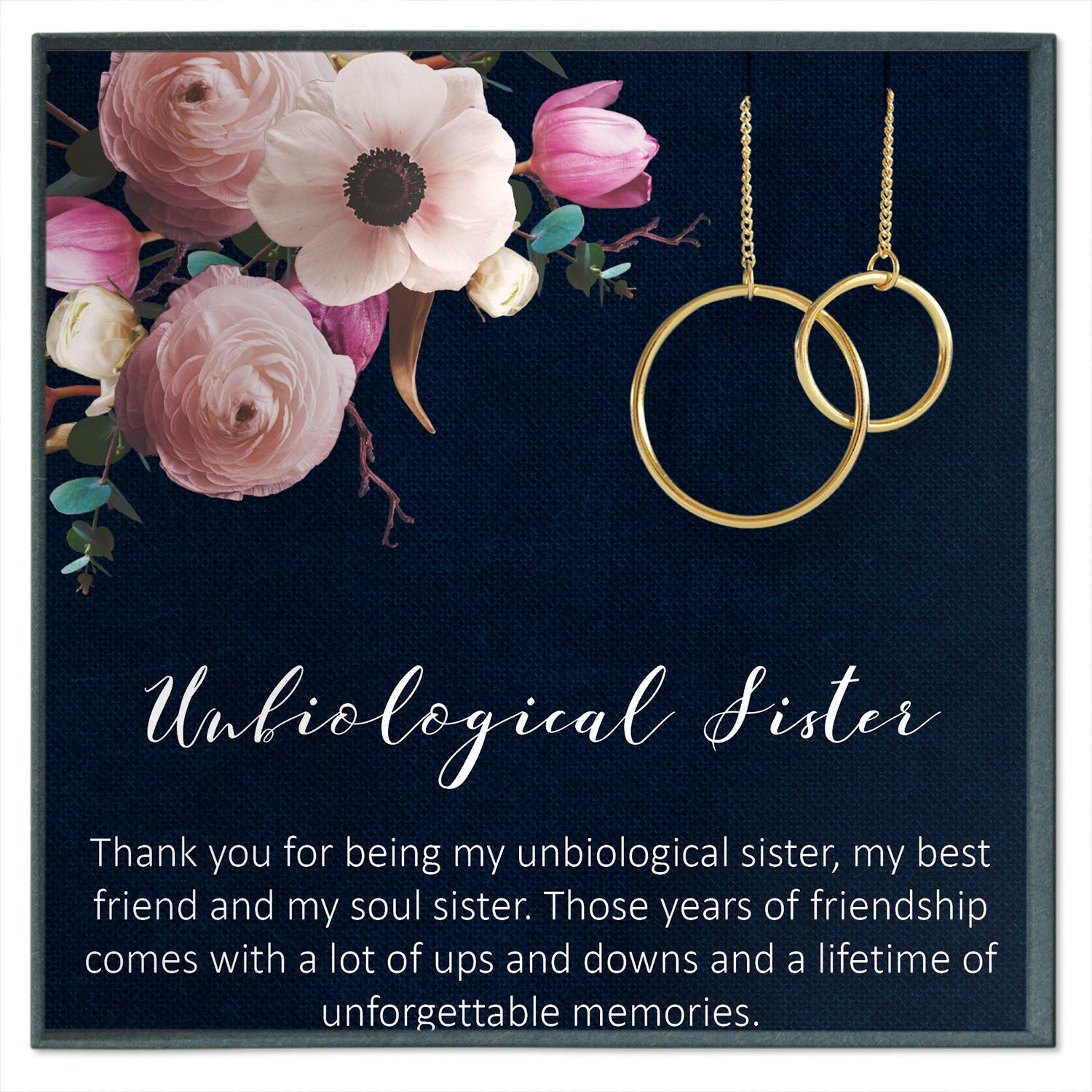 Unbiological Sister Matching Friendship Necklace - Big Little Sorority Best Friend Gift, BFF Necklace for Women, Perfect for Birthdays, Anniversaries, and Sisterhood Celebrations