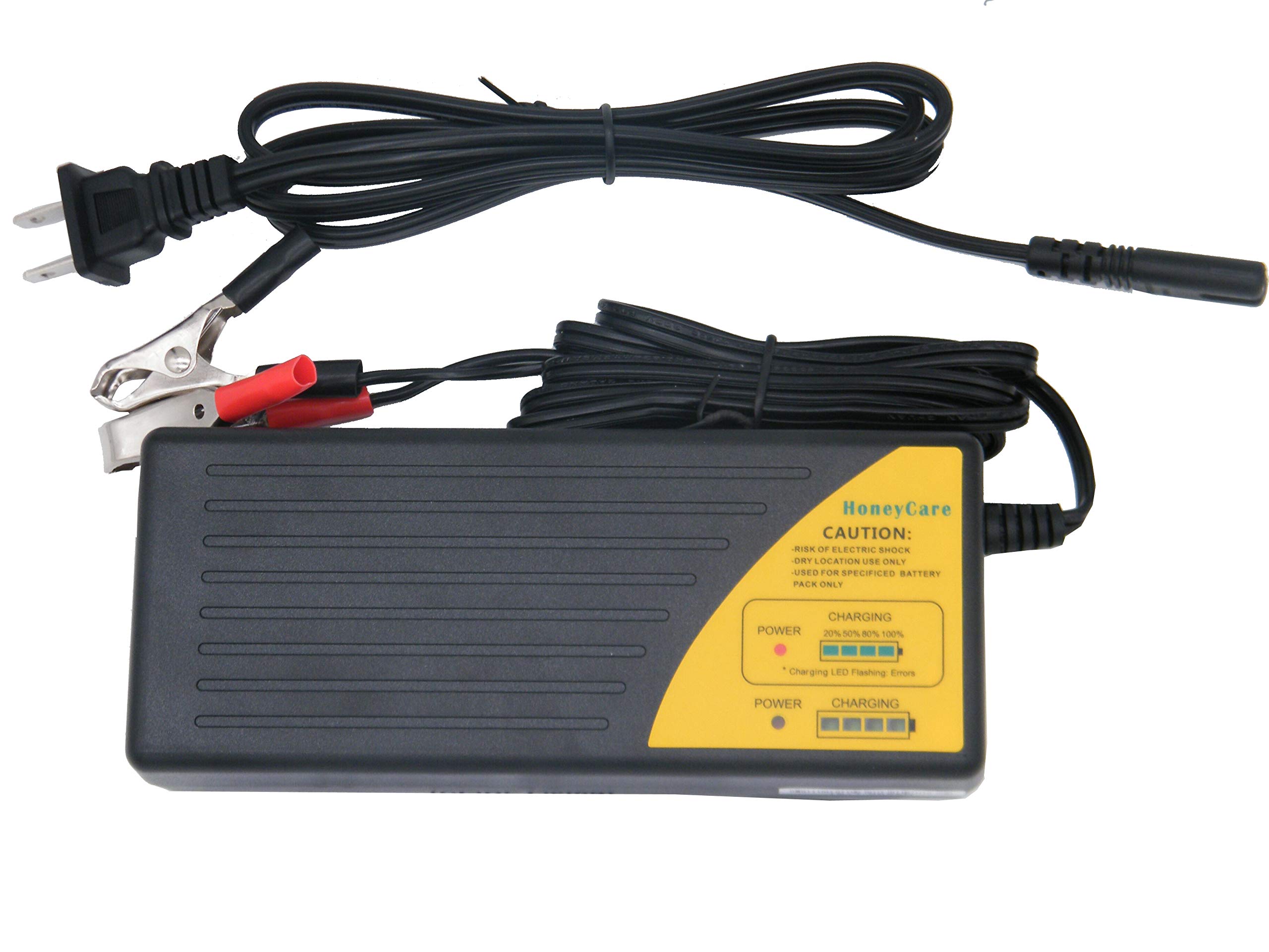 HoneyCare 48V Sealed Lead Acid Battery Charger for Scooters & Electric Bikes - Smart MCU Controlled SLA/AGM/Gel/VRLA Battery Charger with Fuel Gauge & Recovery Function | Perfect for Commuting, Delivery Services & Outdoor Adventures