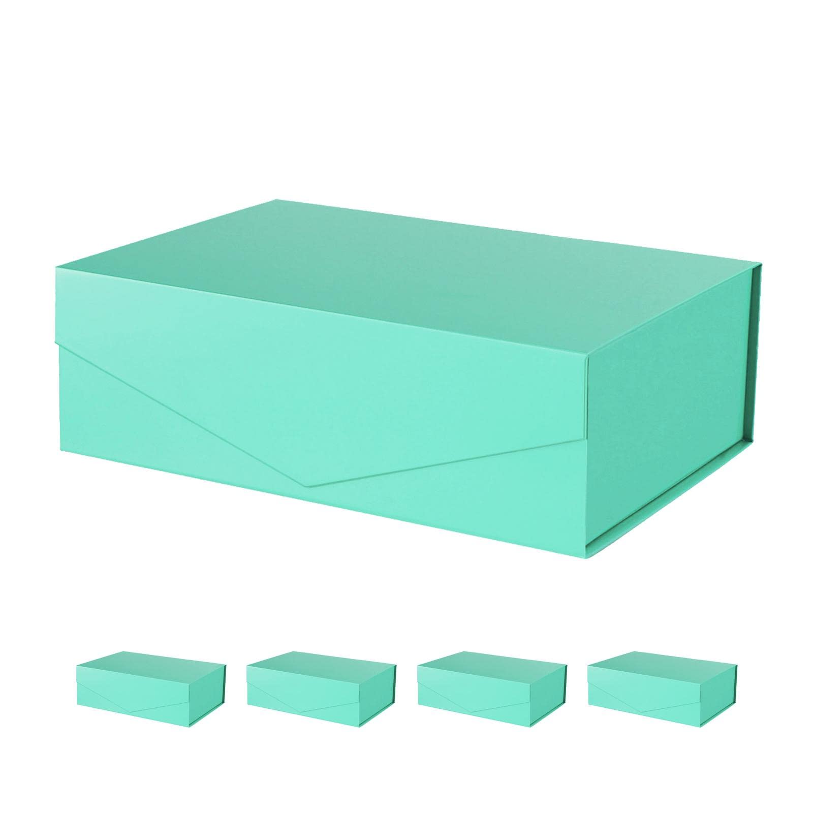 ARTDEARM 5-Pack Large Christmas Gift Boxes 11.5x8.1x3.8 Inches - Collapsible Rectangle Storage Box with Magnetic Lid Closure, Sturdy Glossy Green Present Packaging Box for Holiday Gifts, Jewelry, Cosmetics & Home Decor Organization