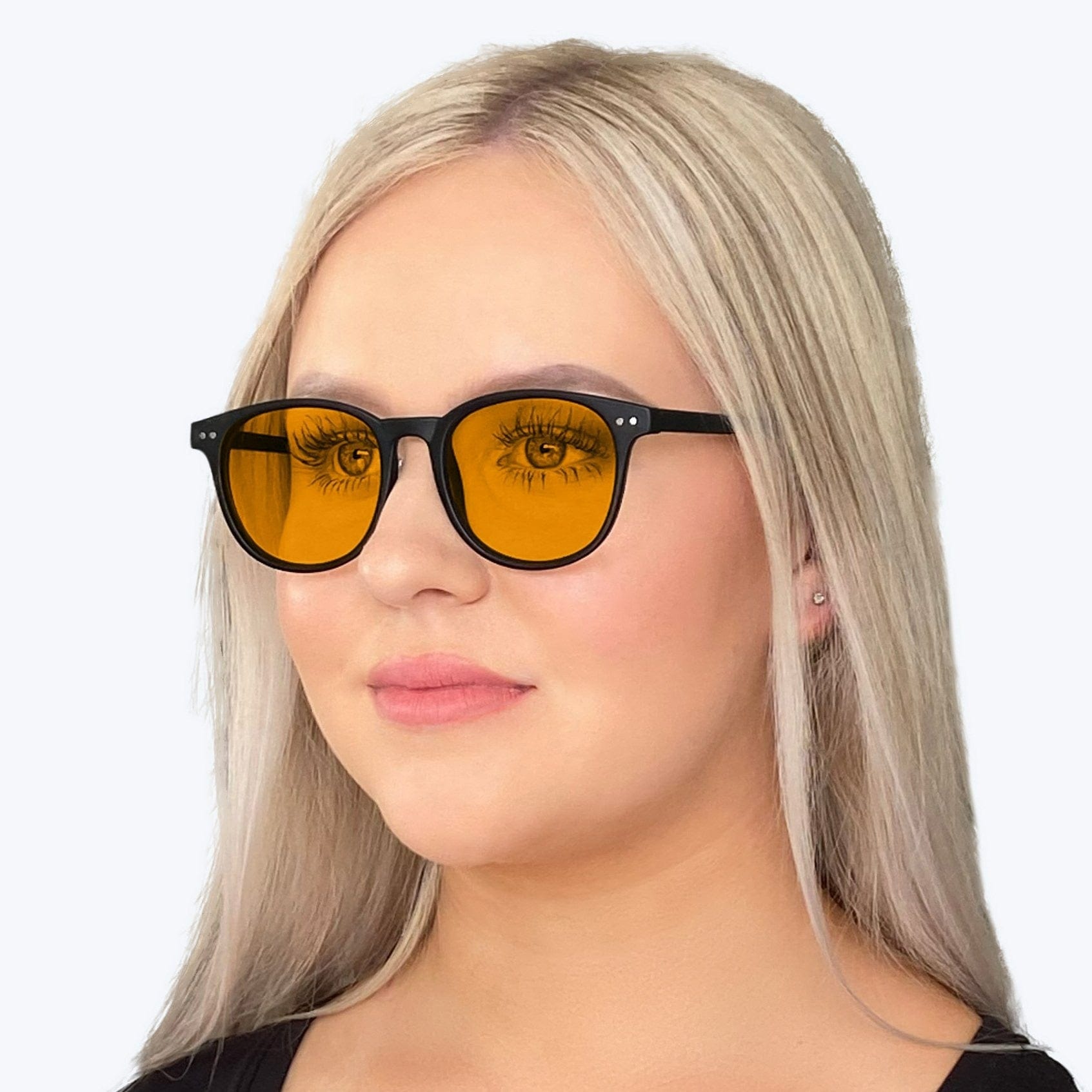 Blue Light Blocking Glasses for Sleep & Eye Strain Relief - SunDown Billie (Black) - Prescription Lenses for Computer & Night Use