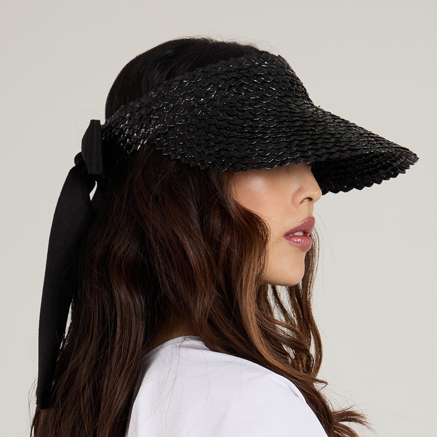 Stylish Ricky Lacquered Straw Sun Visor Hat - Summer Beach Outdoor Sun Protection for Women & Men - Perfect for Vacations, Gardening, and Outdoor Activities