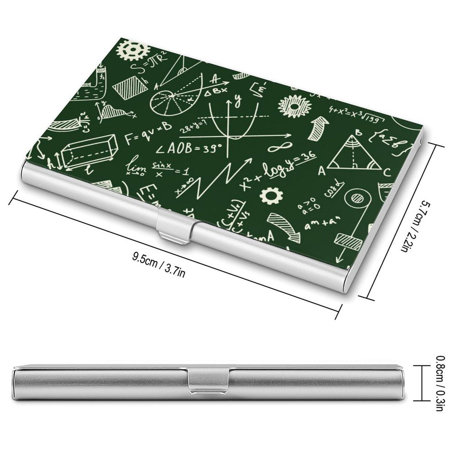 Premium Metal Business Card Holder - Math & Physics Formulas Engraved - Slim Credit Card & ID Case for Men & Women - Perfect for Networking, Gifts & Professional Meetings