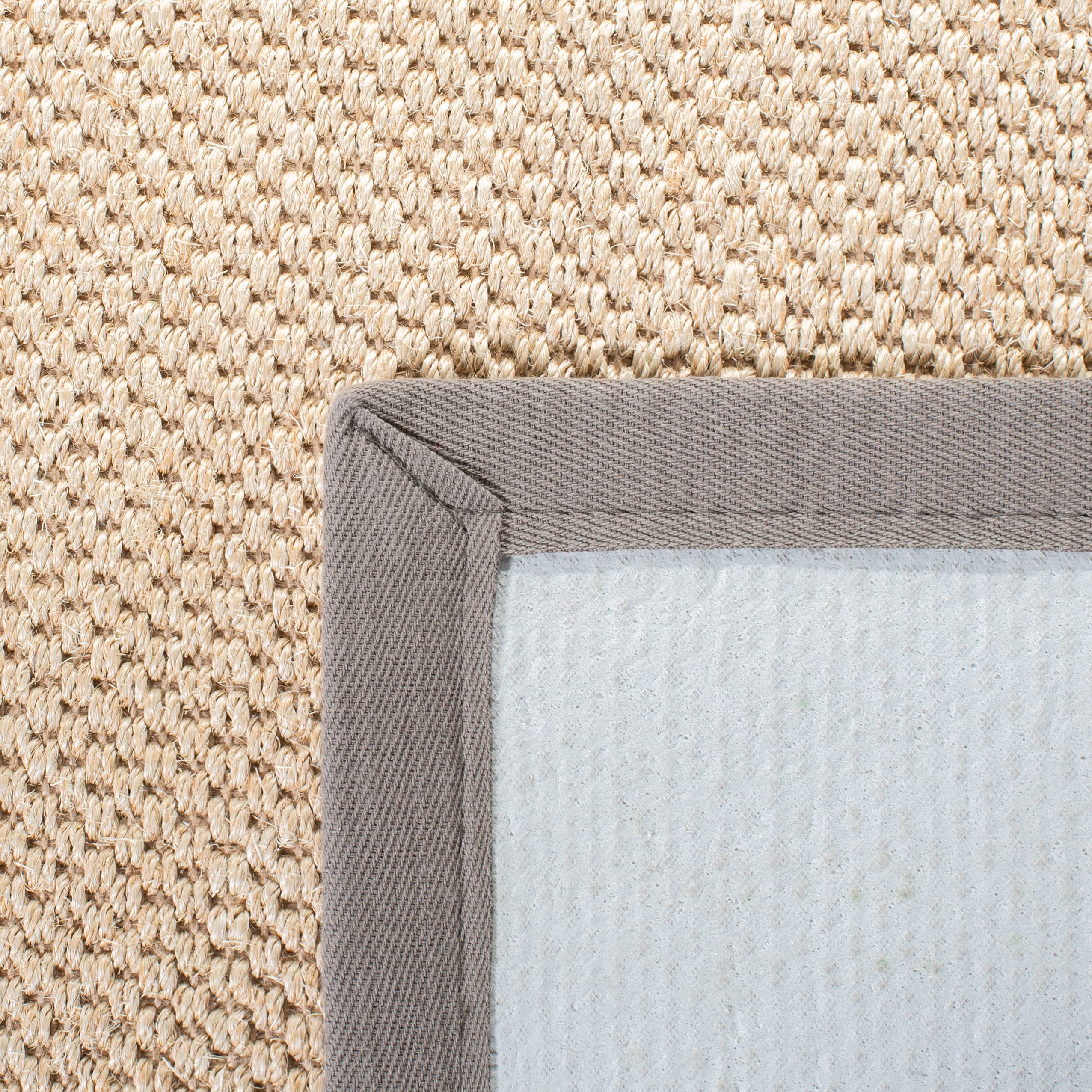 SAFAVIEH Natural Fiber Collection 6'x6' Square Maize & Grey NF141G Border Sisal Jute Area Rug - Perfect for Living Room, Bedroom, or Office Decor