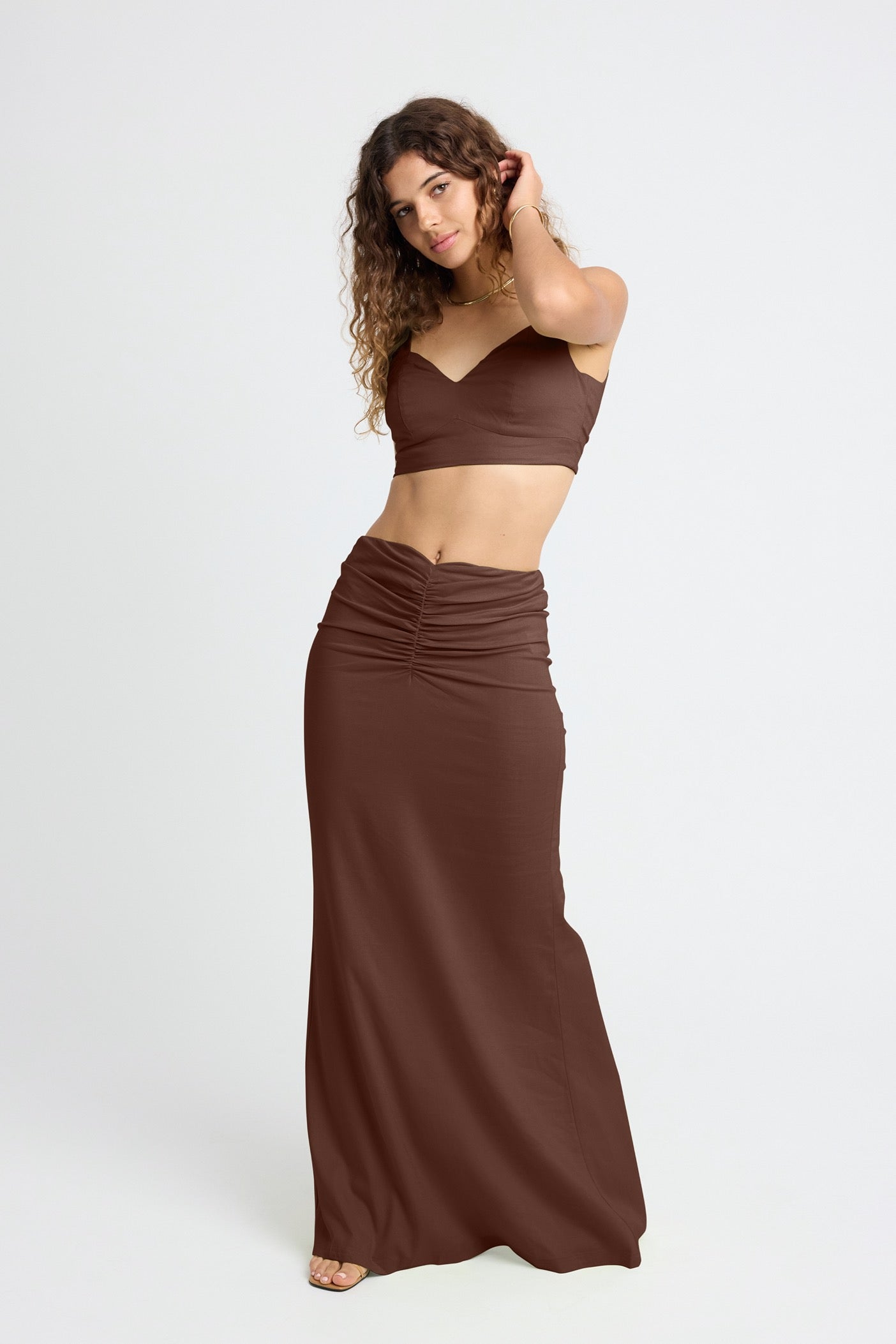 Bella Linen Maxi Skirt - Flowy Boho Long Skirt for Women in Chocolate Brown | Perfect for Beach, Summer & Casual Outfits
