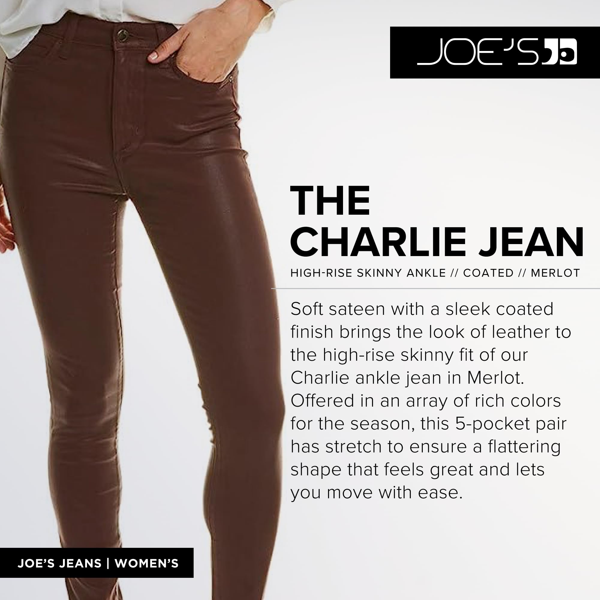 Women's The Charlie High Rise Skinny Ankle Jeans - Slim Fit Stretch Denim Pants for Casual Wear & Everyday Outfits