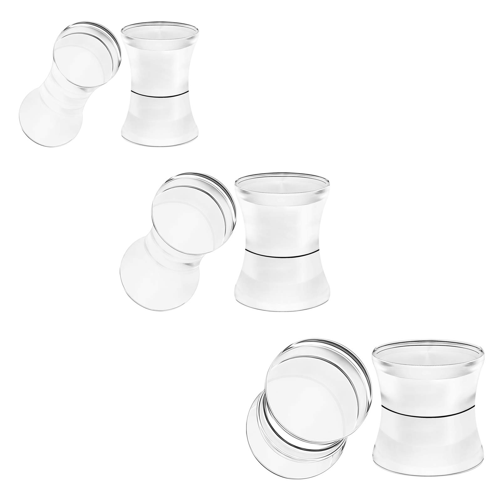 3 Pairs Clear Acrylic Double Flared Saddle Solid Ear Plugs - Stretching Jewelry for Gauged Ears (6mm-12mm) | Perfect for Everyday Wear, Parties & Body Modification