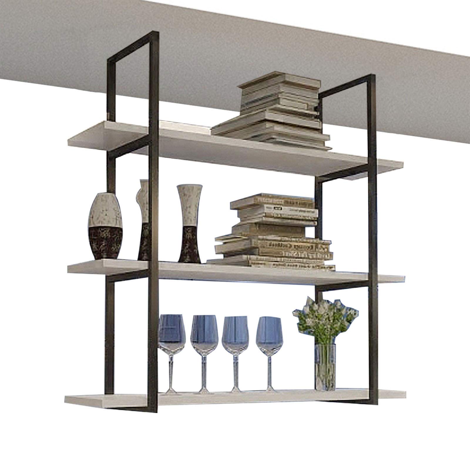 3-Tier Floating Ceiling Shelf - Hanging Storage Rack for Plants, Wine Glasses & Decor - Space-Saving Solution for Kitchen, Bar & Restaurant (60x30x100cm) - Perfect for Small Spaces & Home Organization
