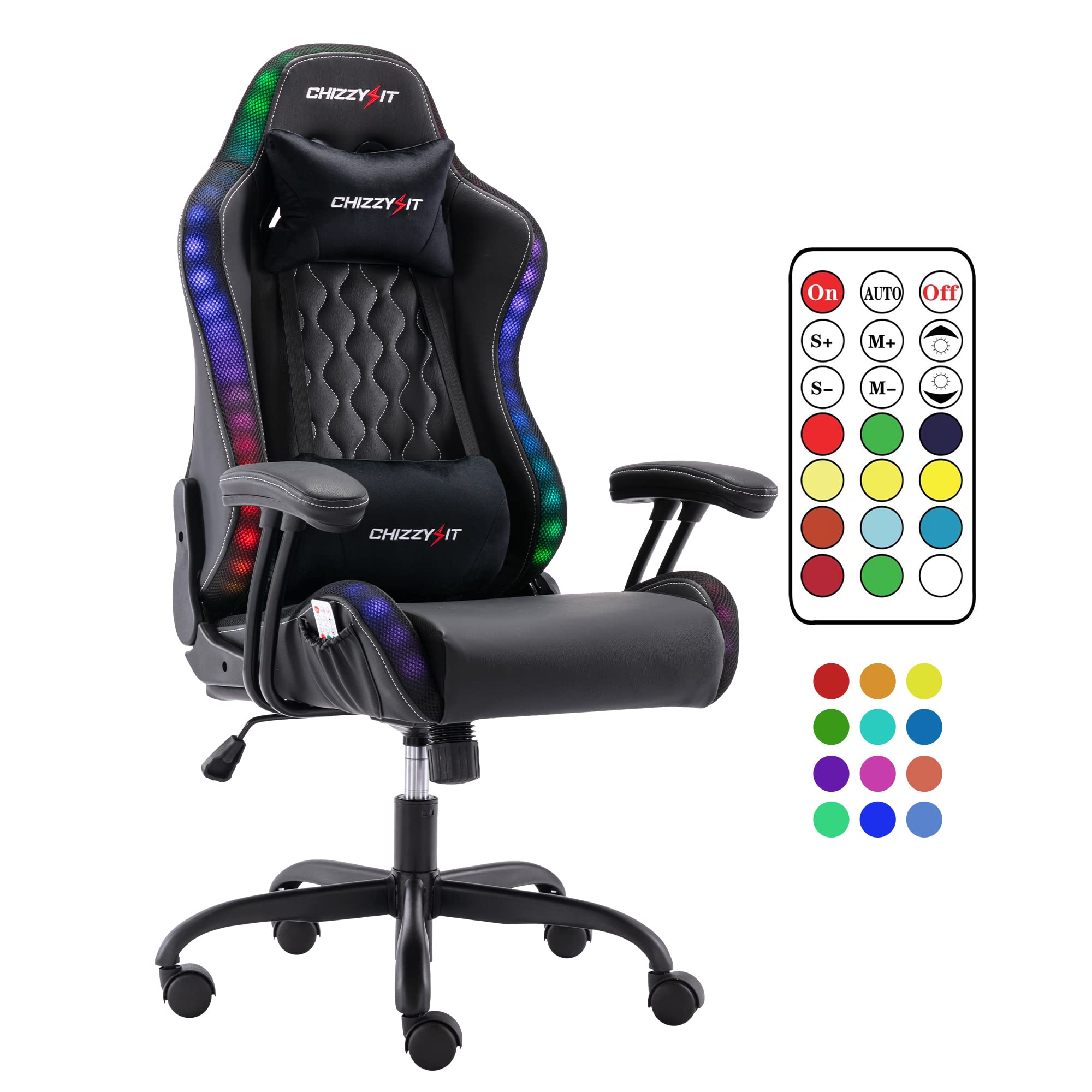 RGB LED Gaming Chair for Kids Ages 8-14 - Adjustable Lumbar Support & Headrest - Ergonomic PU Leather Video Game Chair for Teens - Perfect for Bedroom Gaming Setup & Esports Tournaments