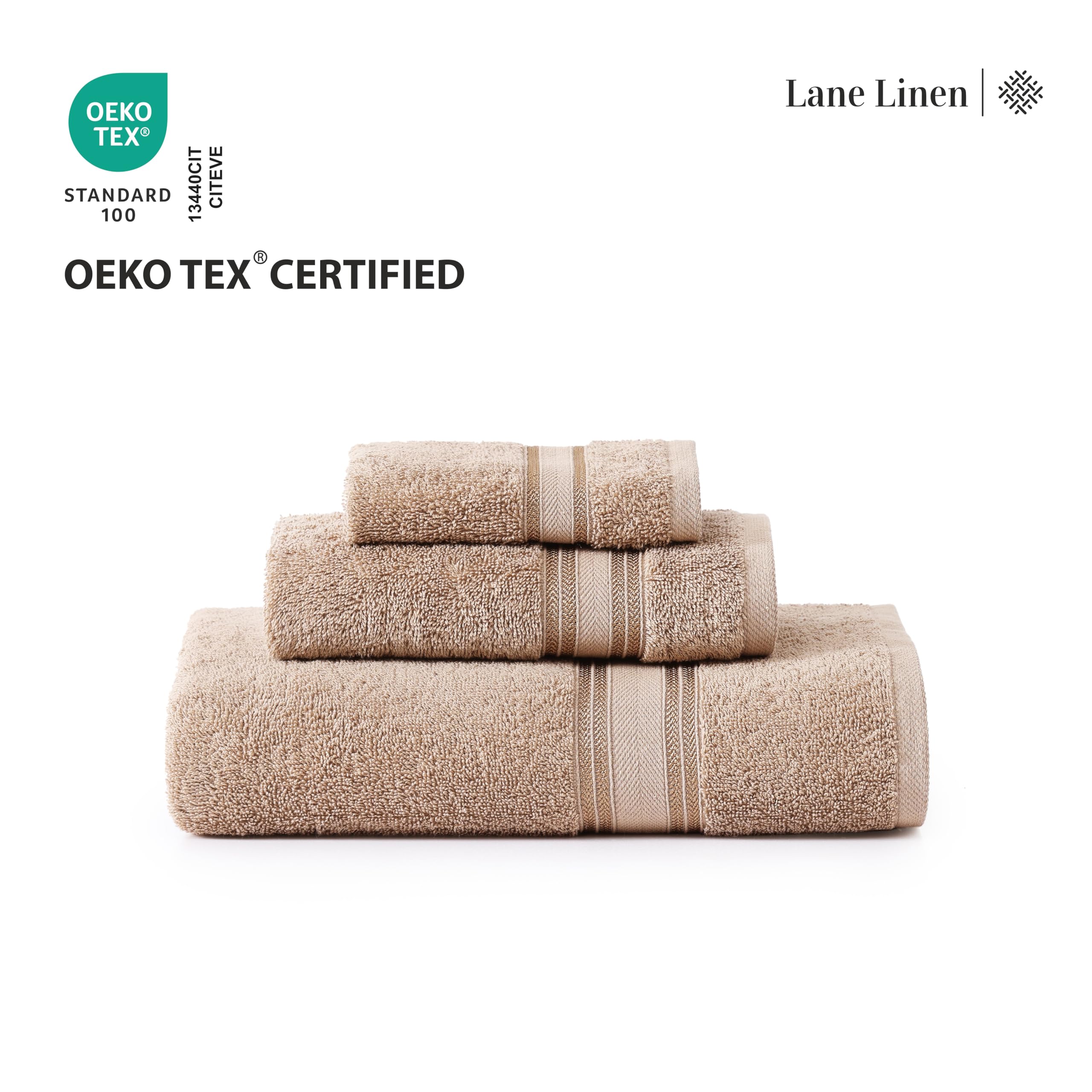 Premium 18-Piece Bath Towel Set - 100% Cotton Super Absorbent Hotel Quality Bathroom Towels (6 Bath, 6 Hand, 6 Washcloths) - Taupe - Luxury Spa & Guest Bathroom Essentials for Home & Hotels