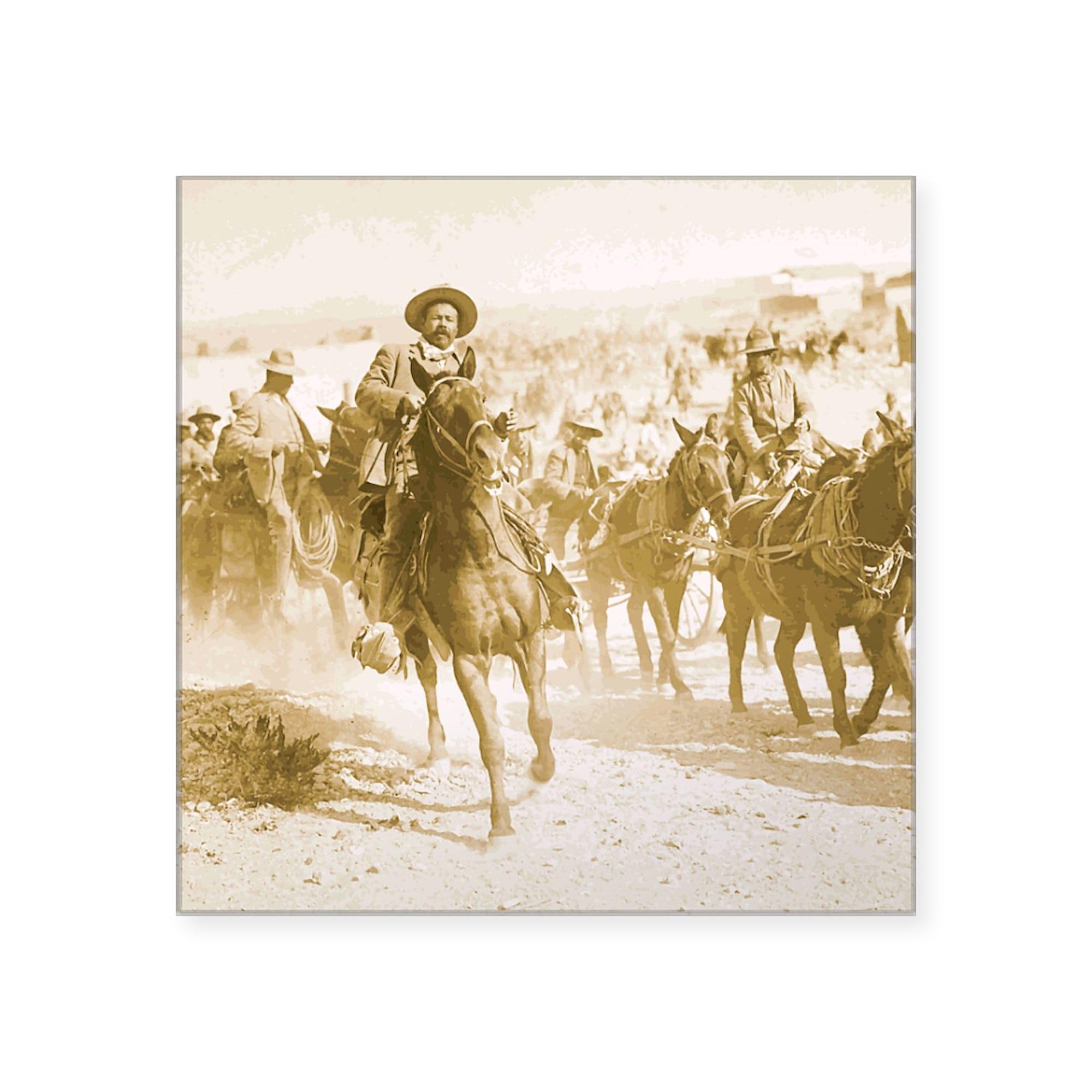 Pancho Villa Rides Square Sticker 3x3 Inch - Durable Bumper Sticker Car Decal for Cars, Laptops & Water Bottles - Perfect for Car Enthusiasts, History Buffs & Mexican Culture Fans