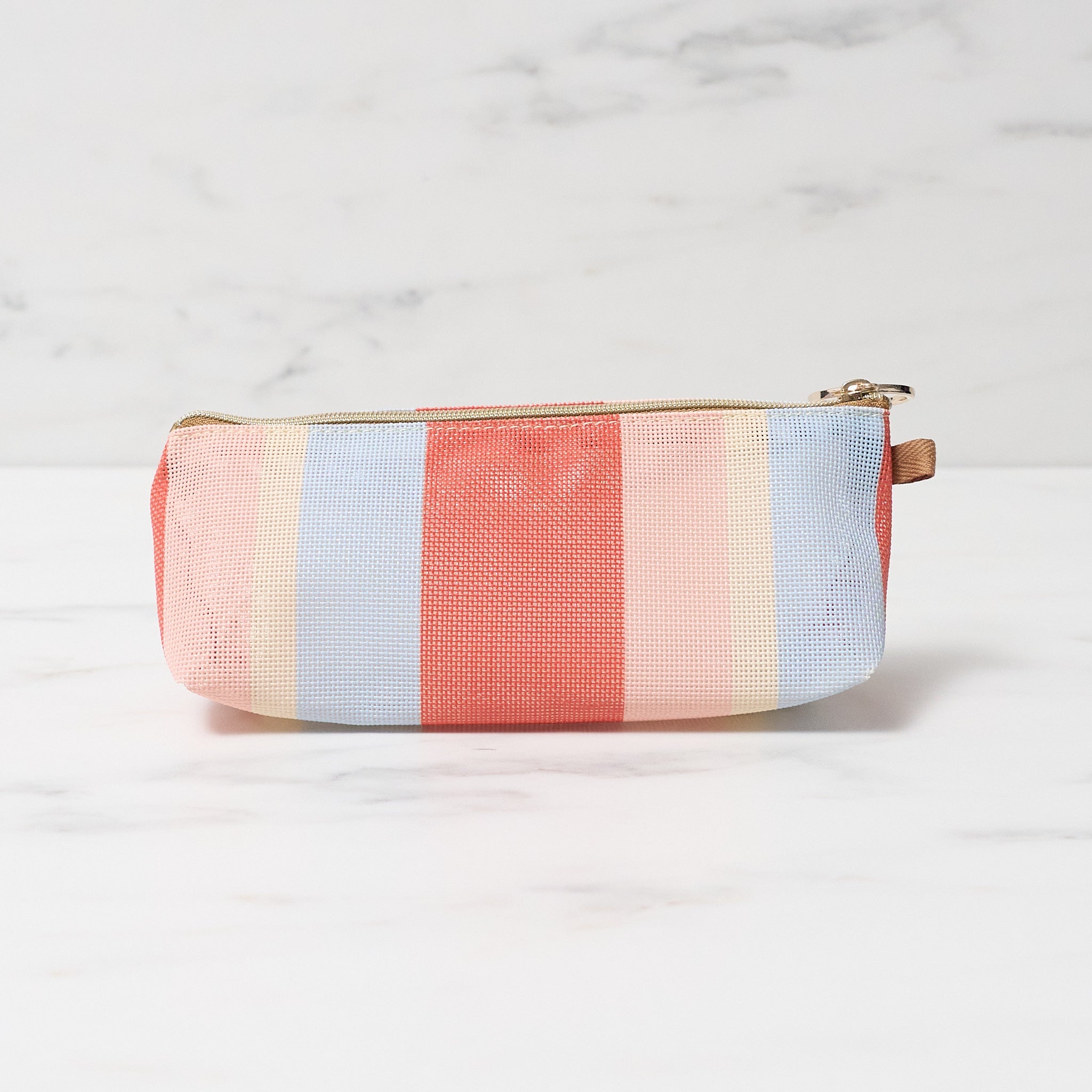 Vintage Mesh Stripe Pen Case - Midori DESIGNPHIL Stationery Organizer for School, Office & Travel | Pencil Pouch with Durable Fabric & Stylish Design