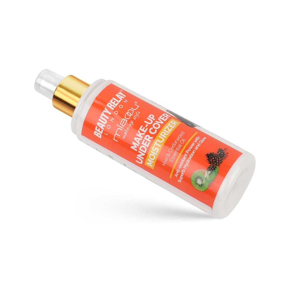 BEAUTYRELAY LONDON Miaoou Makeup Primer with Kiwi & Cedarwood - Ultra Lightweight Moisturizer, Non-Greasy, 12-Hour Hydration, Smooth Finish for Brightening Skin - 200ml - Perfect for Daily Makeup Base & Long-Lasting Hydration