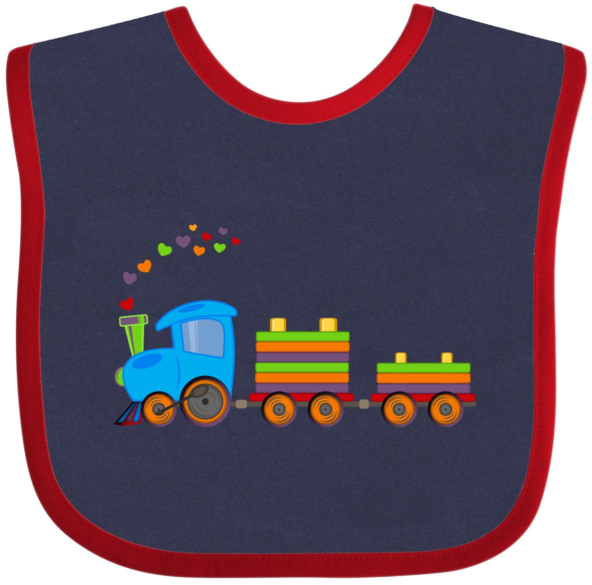 Inktastic Colorful Toy Train Baby Bib - Soft & Absorbent Drool Bib for Infants & Toddlers - Perfect for Feeding, Teething & Playtime