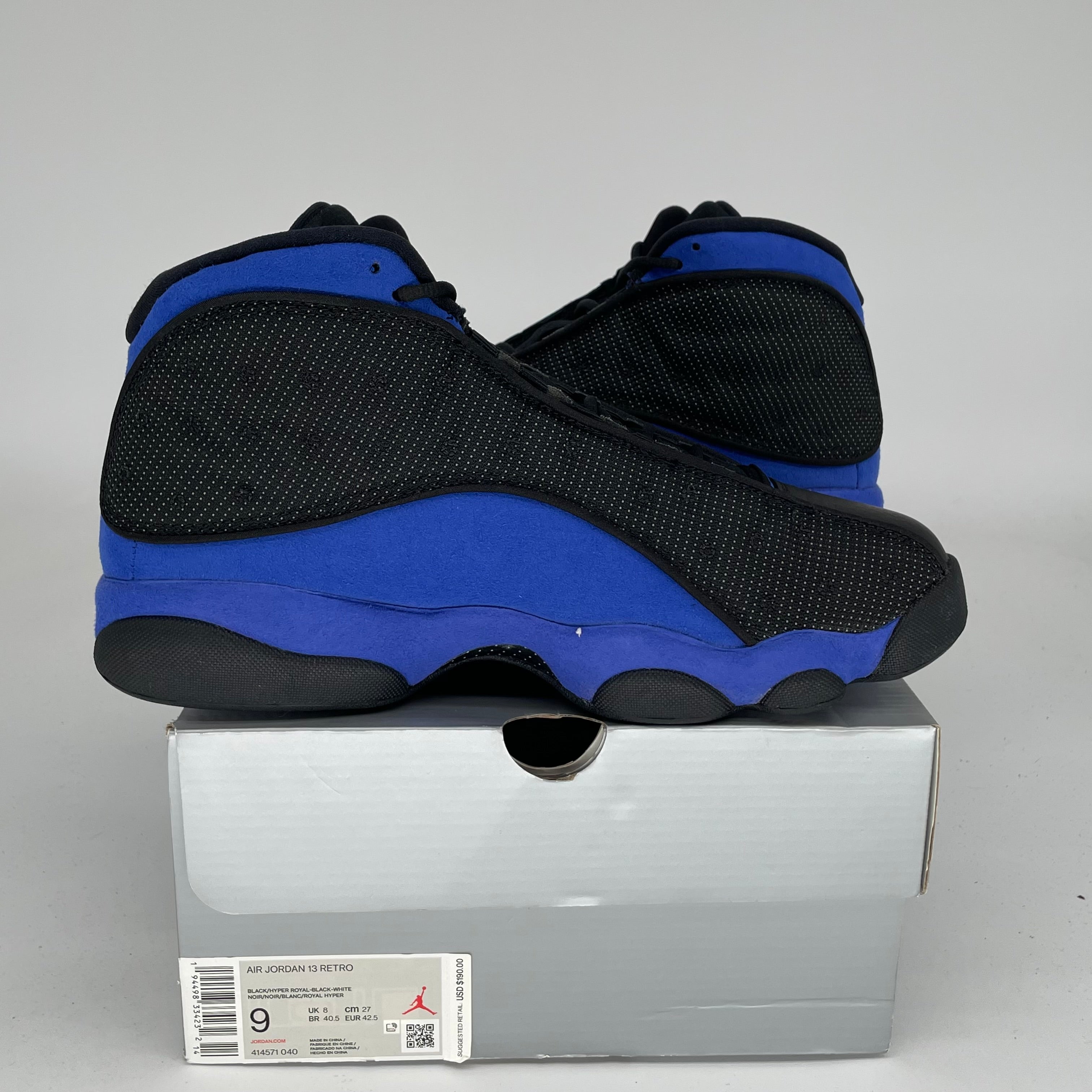 AIR JORDAN 13 Retro Basketball Shoes - Black Hyper Royal (414571-040) Size 9 - Men's Sneakers for Casual Wear & Street Fashion