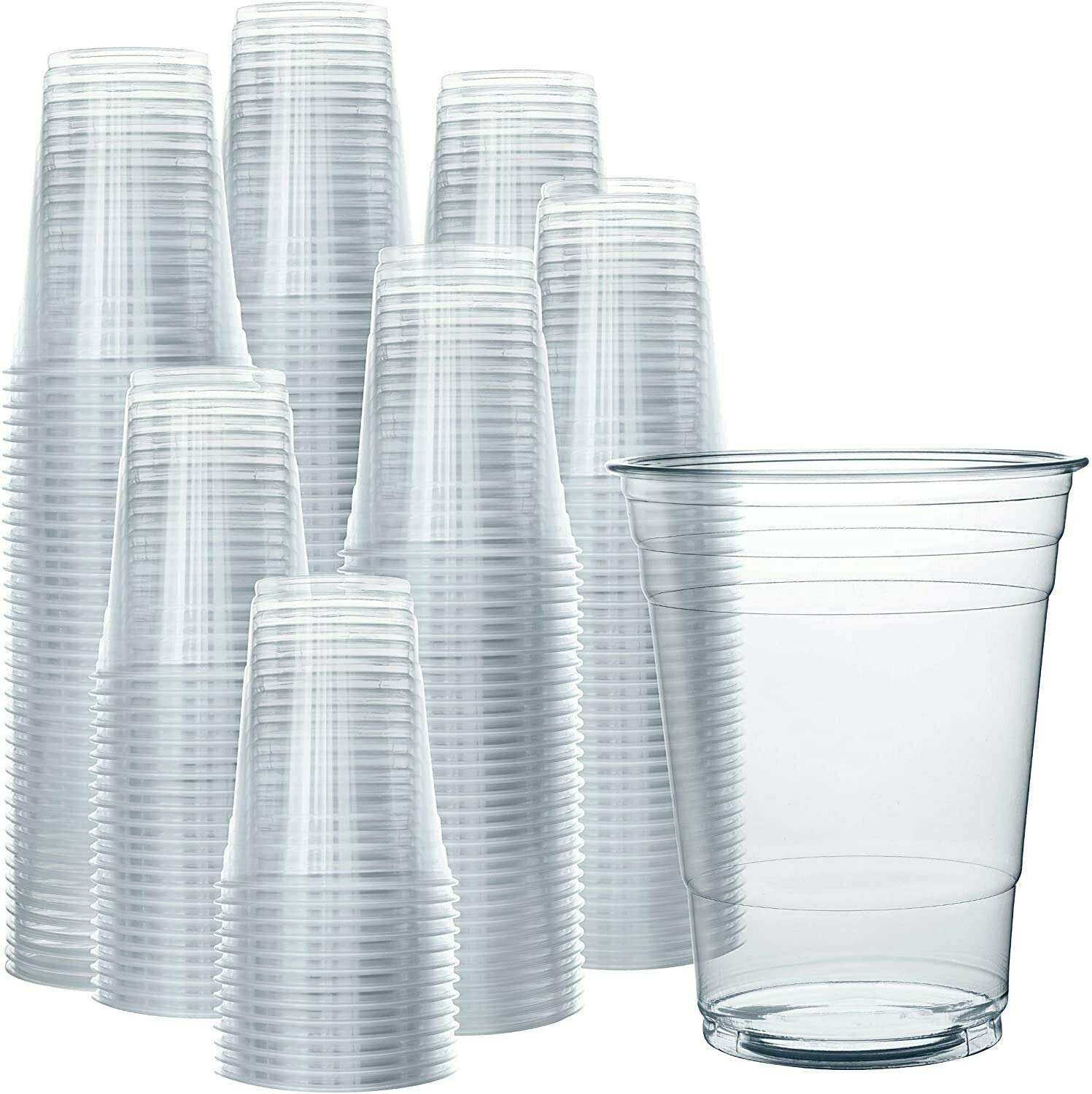 24 Oz PET Crystal Clear Disposable Plastic Cups - Pack of 50 - BPA Free Party Cups for Weddings, BBQs, Picnics & Social Gatherings