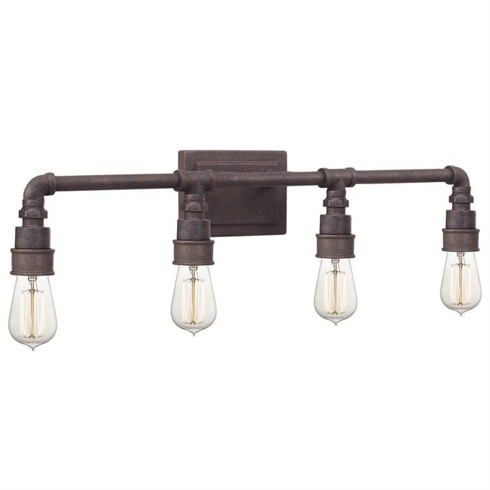 4-Light Transitional Vanity Light Fixture - Rustic Black Finish Bathroom Lighting for Mirror - Perfect for Modern Farmhouse & Traditional Bathroom Decor