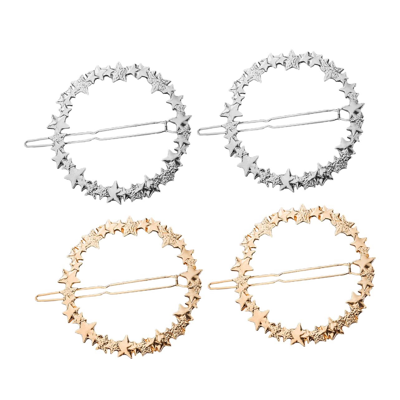 Minkissy 4pcs Metal Star Hair Clips for Women - Alloy Hairpins, Bridal Hair Accessories, T-Shirt Clips & Barrettes for Wedding, Party, Prom and Everyday Styling