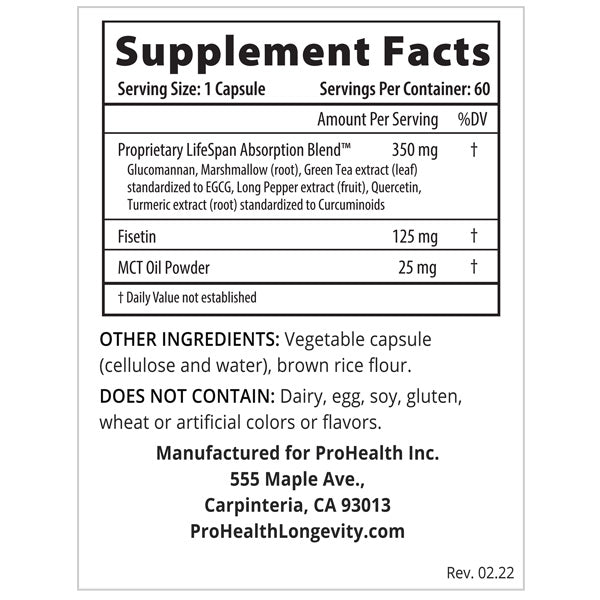 Premium Fisetin Supplement for Longevity & Anti-Aging - 60 Capsules - Supports Cellular Health & Vitality - Ideal for Daily Wellness Routine & Healthy Aging