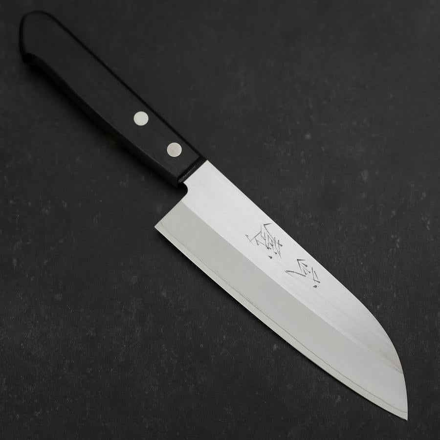 Premium Santoku Knife 140mm - SKD12 High Carbon Steel, Polished Blade, Ergonomic Western Black Handle - Perfect for Slicing, Dicing, and Chopping Vegetables, Meat, and Fish in Professional & Home Kitchens