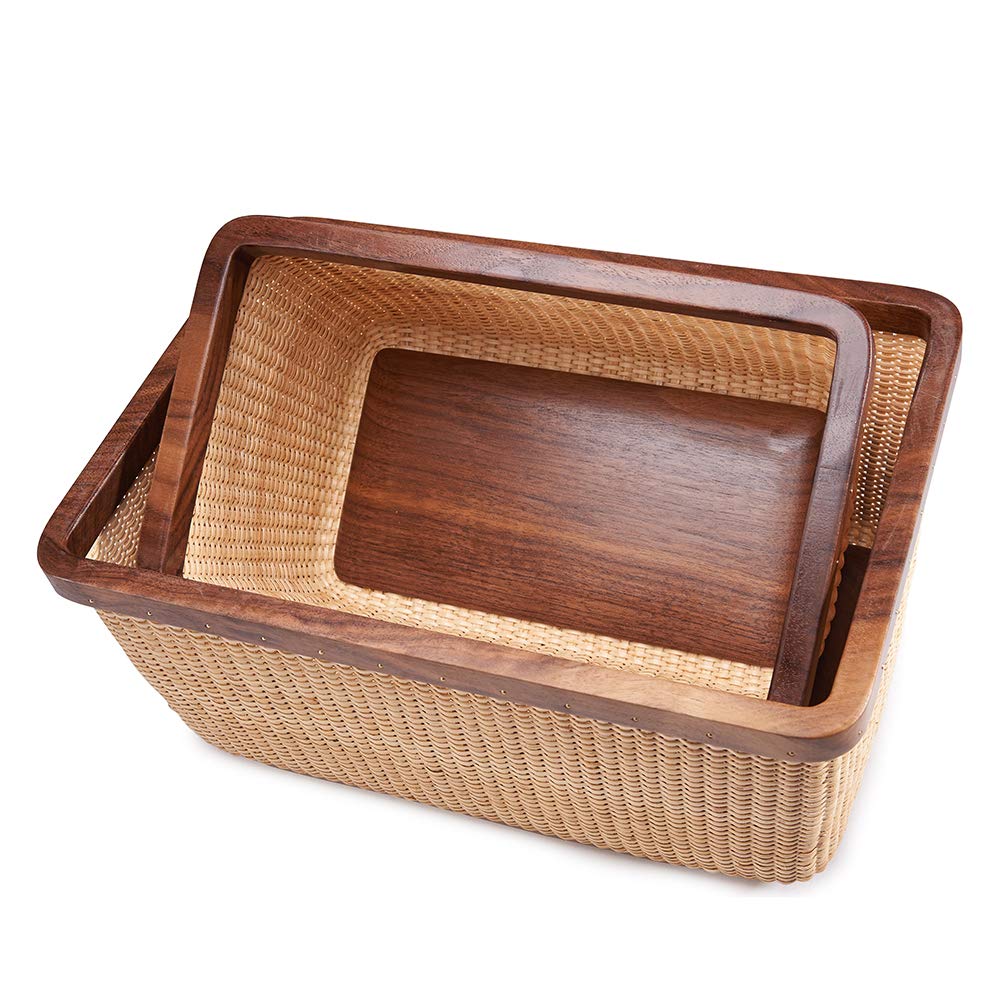 Handwoven Rattan Storage Baskets - Square Woven Baskets for Home Organization, Jewelry Storage & Fruit Display | Modern Living Room Decor, Tabletop Storage Solution