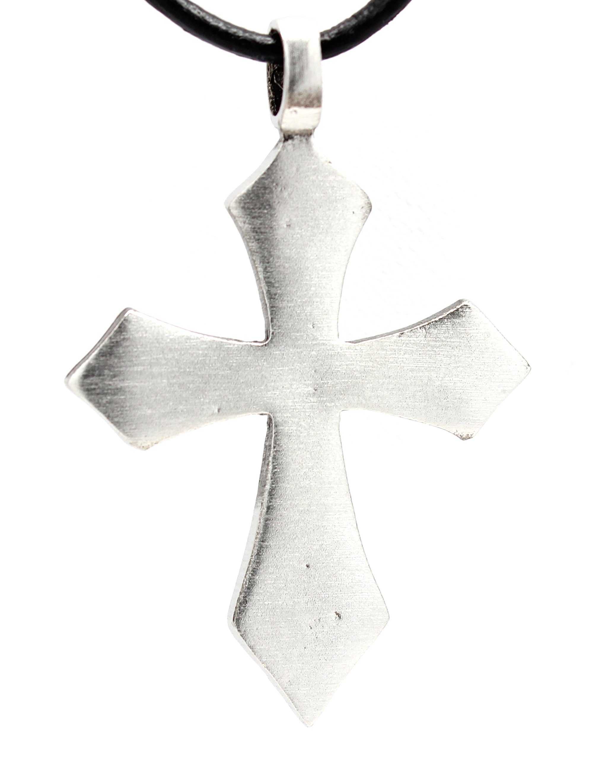 Trilogy Jewelry Pewter Flaming Cross & Iron Cross Pendant Leather Necklace for Men - Gothic Punk Style Religious Jewelry for Everyday Wear, Parties & Gifts