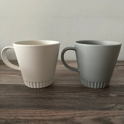 SAKUZAN Gray Stripe Ceramic Coffee Mug - Perfect for Home, Office & Gifts | 12oz Insulated Tea Cup with Comfortable Handle