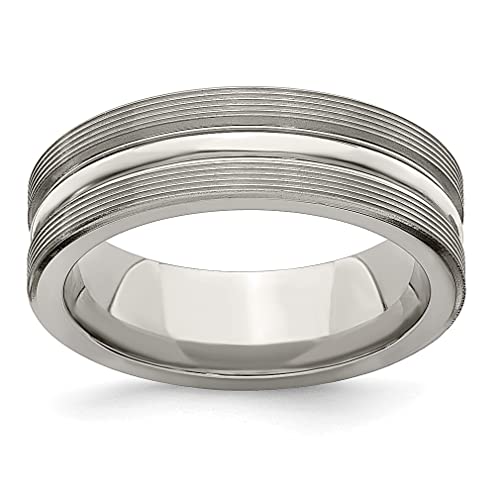 ICE CARATS Edward Mirell Titanium 7mm Band Size 7 Ring - Classic Flat Wedding Band for Men, Durable Titanium Jewelry Gift for Dad, Husband & Boyfriend - Perfect for Anniversaries, Engagements & Special Occasions