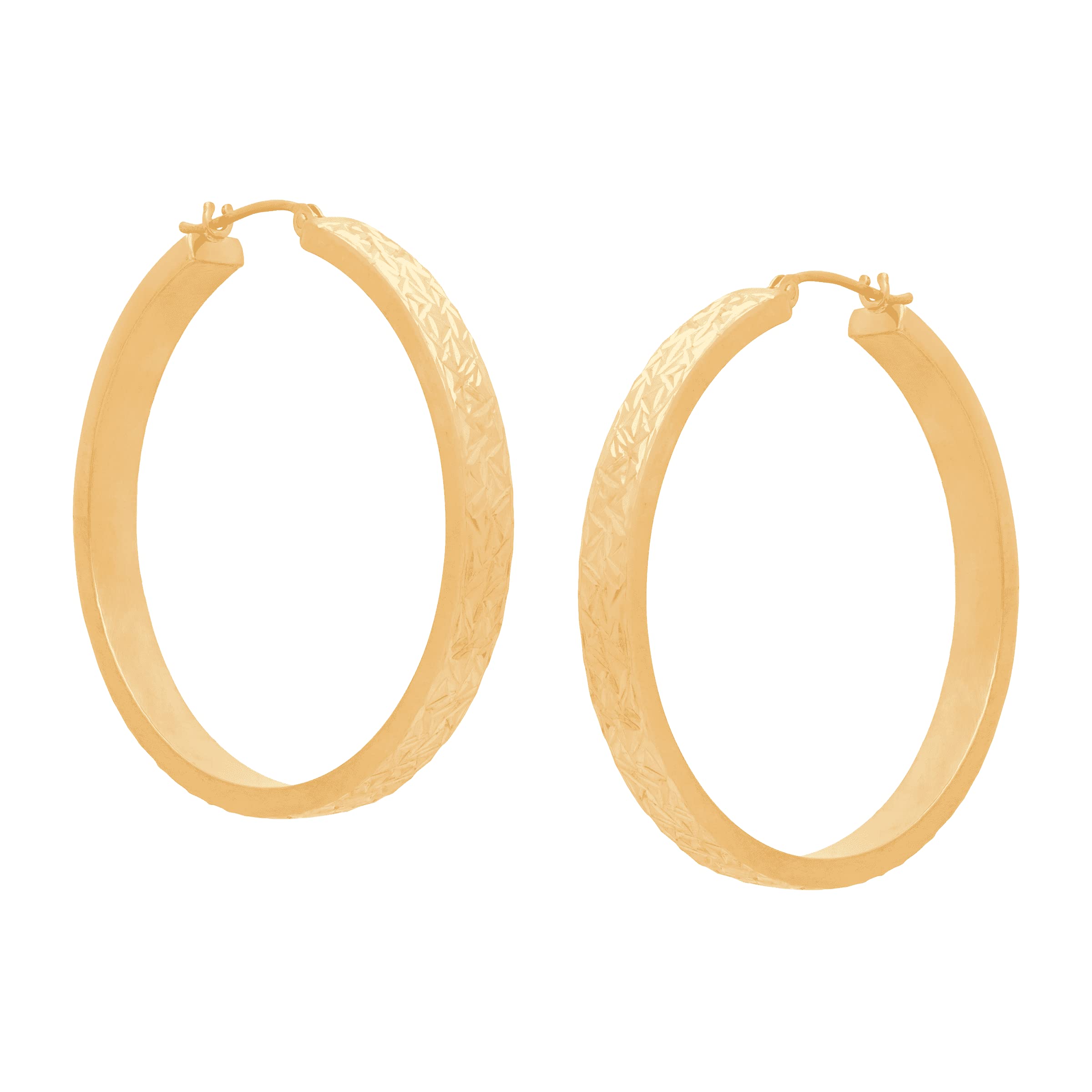 35mm Textured Hoop Earrings in 14K Gold - Elegant Dainty Everyday Jewelry for Women, Perfect for Work, Date Night & Special Occasions