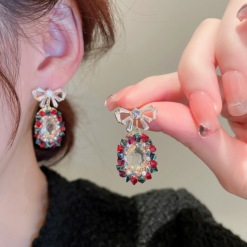 Boho Pearl Bow Drop Earrings for Women - Colorful Handmade Dangle Earrings | HE11153 | Perfect for Weddings, Parties & Boho Fashion