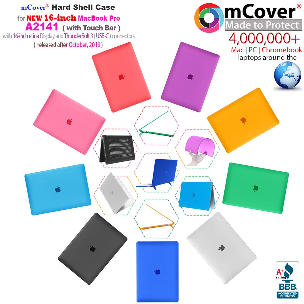 Premium mCover Hard Shell Case for Apple MacBook Pro 15.4-inch/16-inch (Model A2141) - Clear Protective Cover with USB-C Port Access | Perfect for Work, Travel & School Use