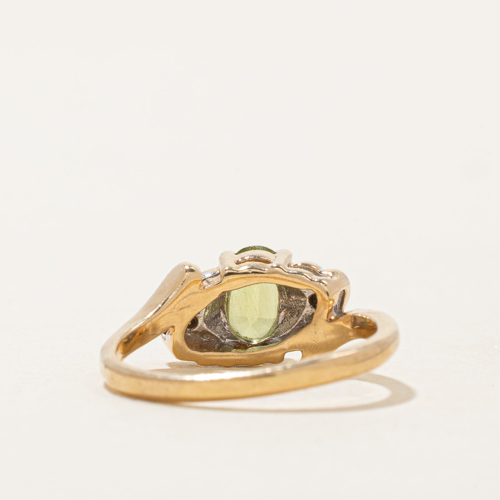 Peridot & Diamond Bypass Ring - 0.44ct Peridot & 0.01ct Diamond - Size 3 - Elegant Green Gemstone Jewelry for Women - Perfect for Weddings, Anniversaries & Special Occasions