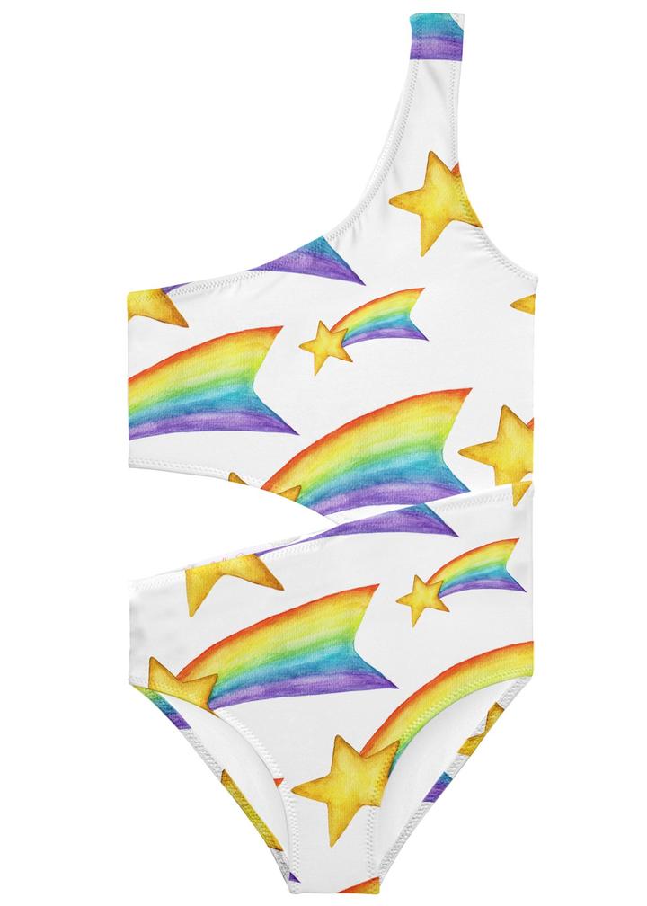 Stella Cove Women's Shooting Stars Cut Out One Piece Swimsuit - Sexy High Cut Bathing Suit for Beach, Pool, and Summer Vacations
