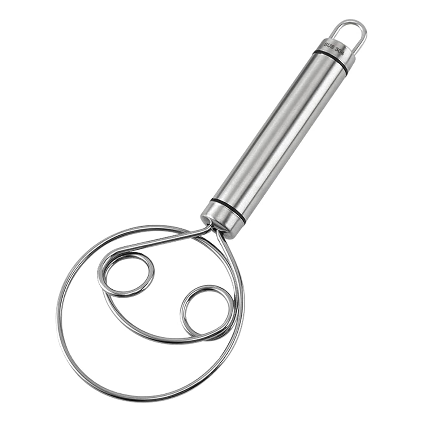 RIVERIYA Stainless Steel Danish Dough Whisk - Non-Slip Heat Resistant Manual Bread Mixer for Baking Bread, Batter, Pastry & Cookie Dough | Perfect for Home Bakers & Professional Kitchens