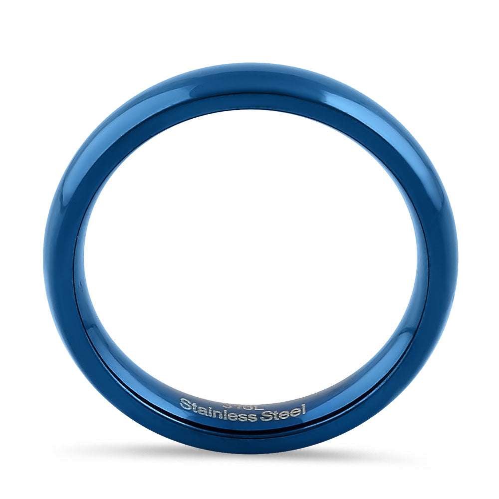 Stainless Steel 4mm Blue High Polish Band Ring for Men & Women - Elegant Wedding, Engagement, Anniversary Jewelry Gift - Hypoallergenic & Tarnish Resistant