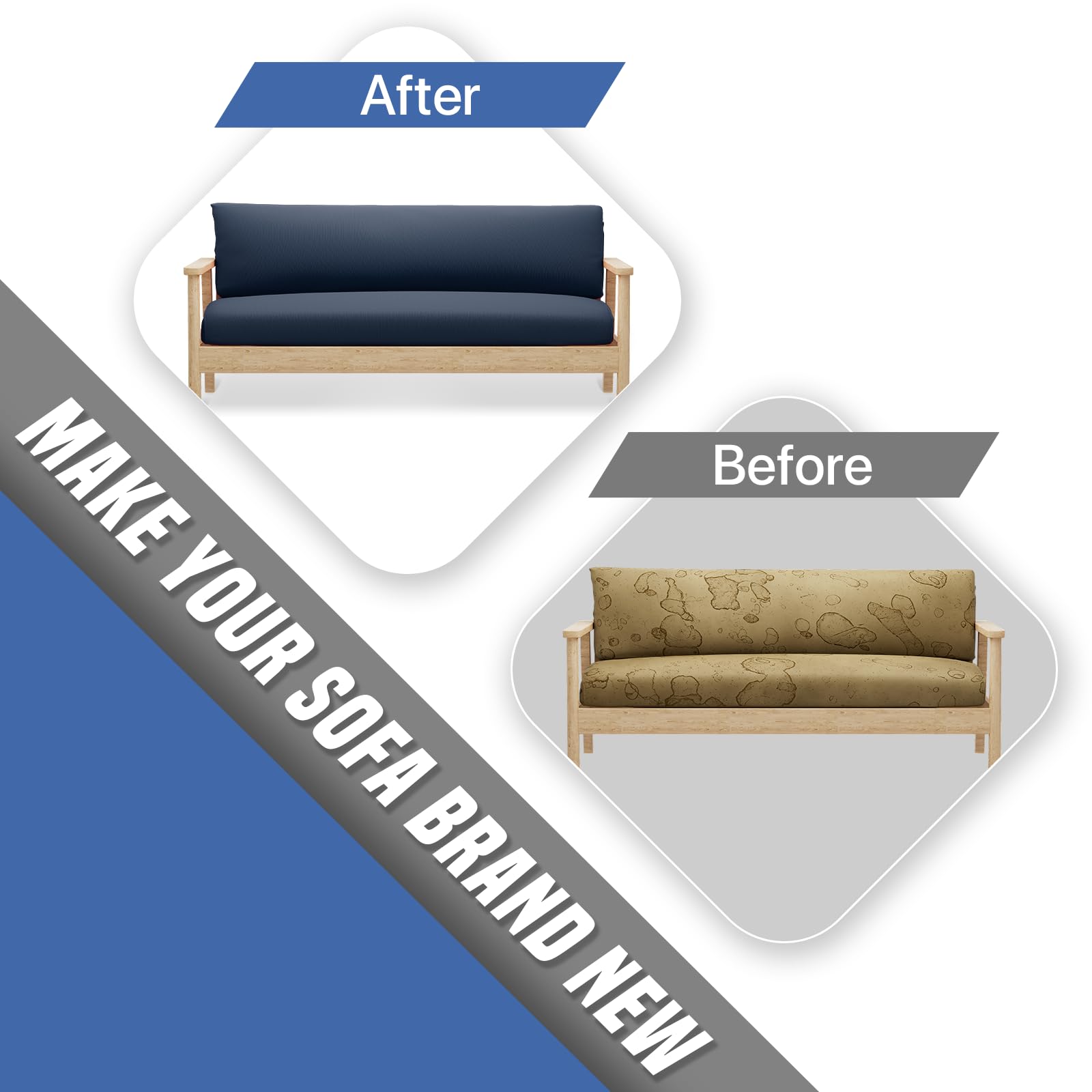 Stretchable Full Size Futon Cover - Armless Sofa Slipcover with Zipper, Machine Washable Furniture Protector for Kids & Pets (Navy Blue) - Perfect for Living Rooms, Dorm Rooms & Guest Bedrooms