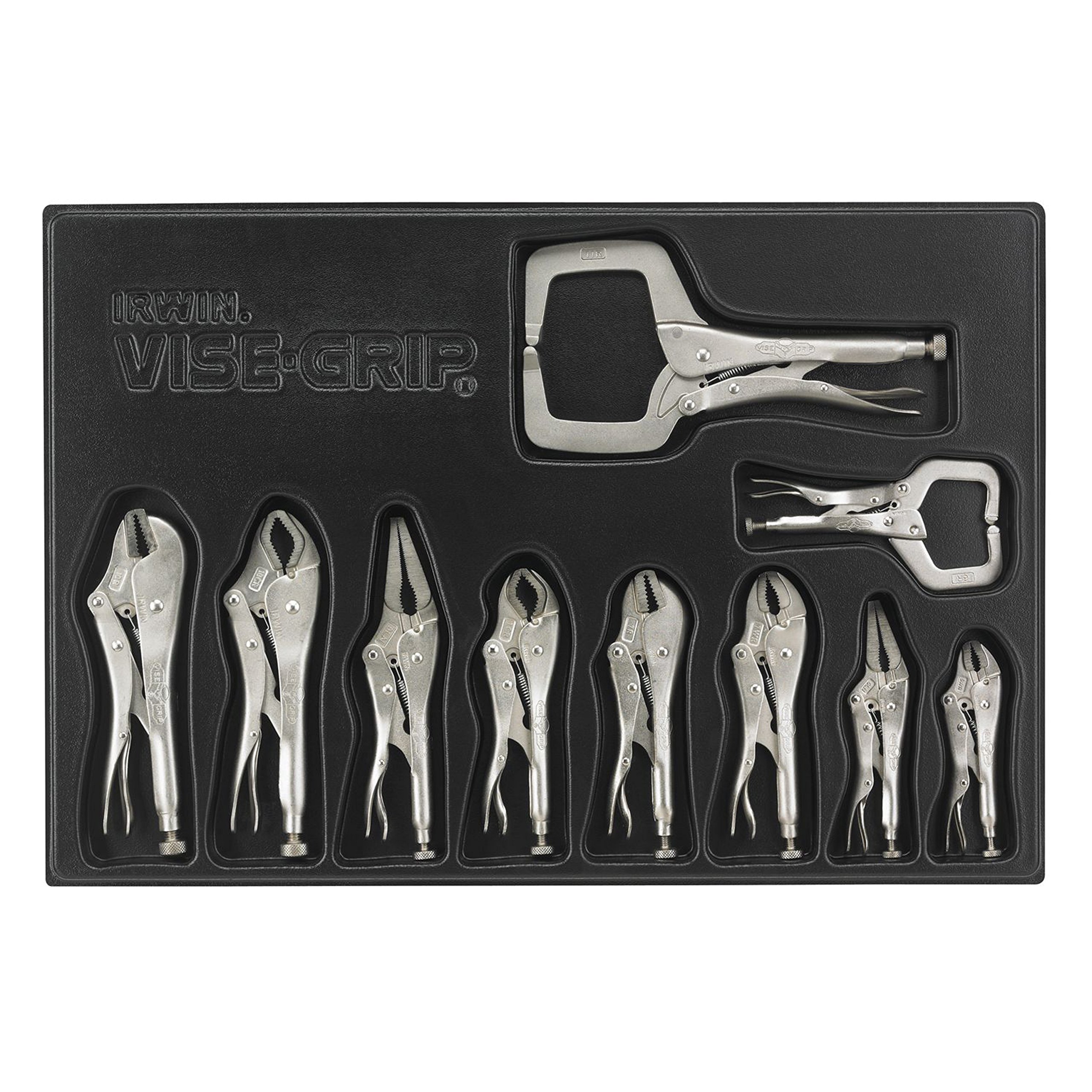 IRWIN VISE-GRIP 10-Piece Locking Pliers Set with Storage Tray (1078TRAY) - Professional Mechanics Tool Kit for DIY, Automotive Repair & Home Improvement Projects