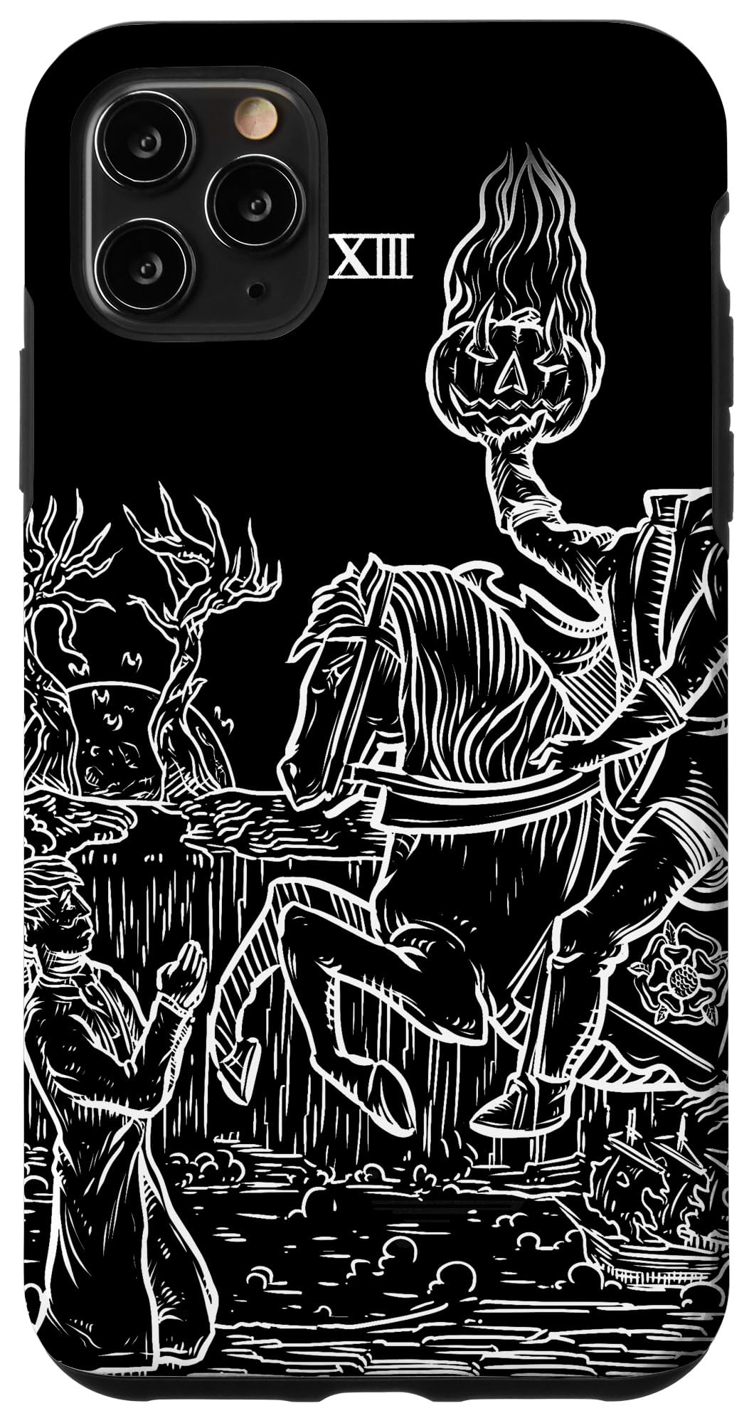 Death Tarot Card Headless Horseman iPhone 11 Pro Max Case - Spooky Halloween Horror Phone Cover for Protection | Perfect for Halloween Parties, Horror Fans & Gothic Style Lovers