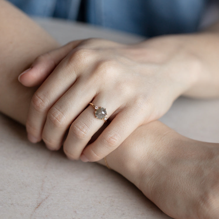 Clair de Lune Grey Diamond Ring - Elegant 925 Sterling Silver Jewelry for Women, Perfect for Engagement, Anniversary & Special Occasions