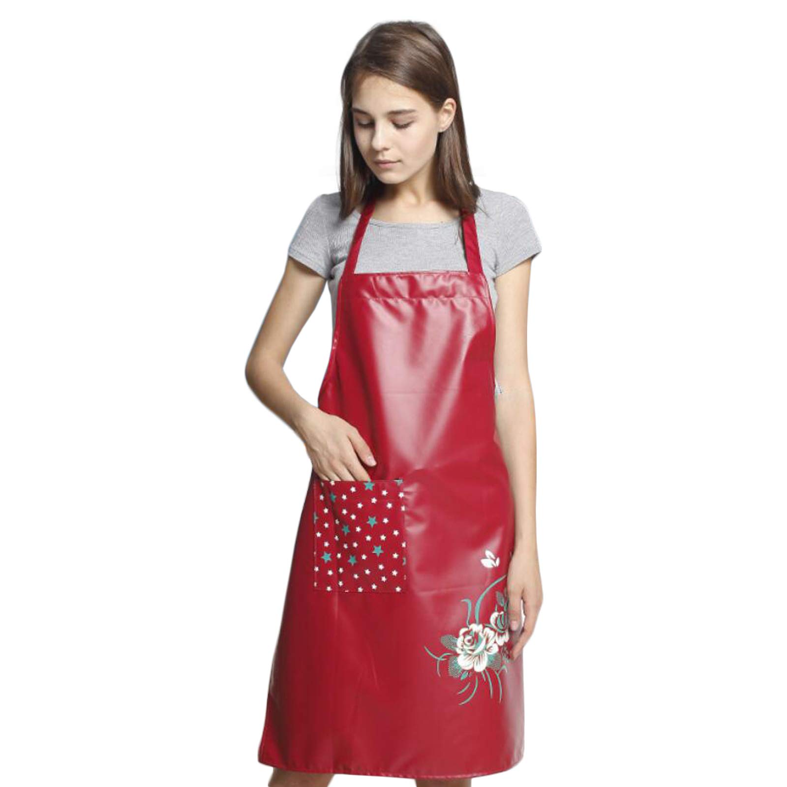Waterproof & Oil-Resistant PU Apron for Women - Adjustable with Pockets - Ideal for Cooking, Baking, Washing & Kitchen Chores
