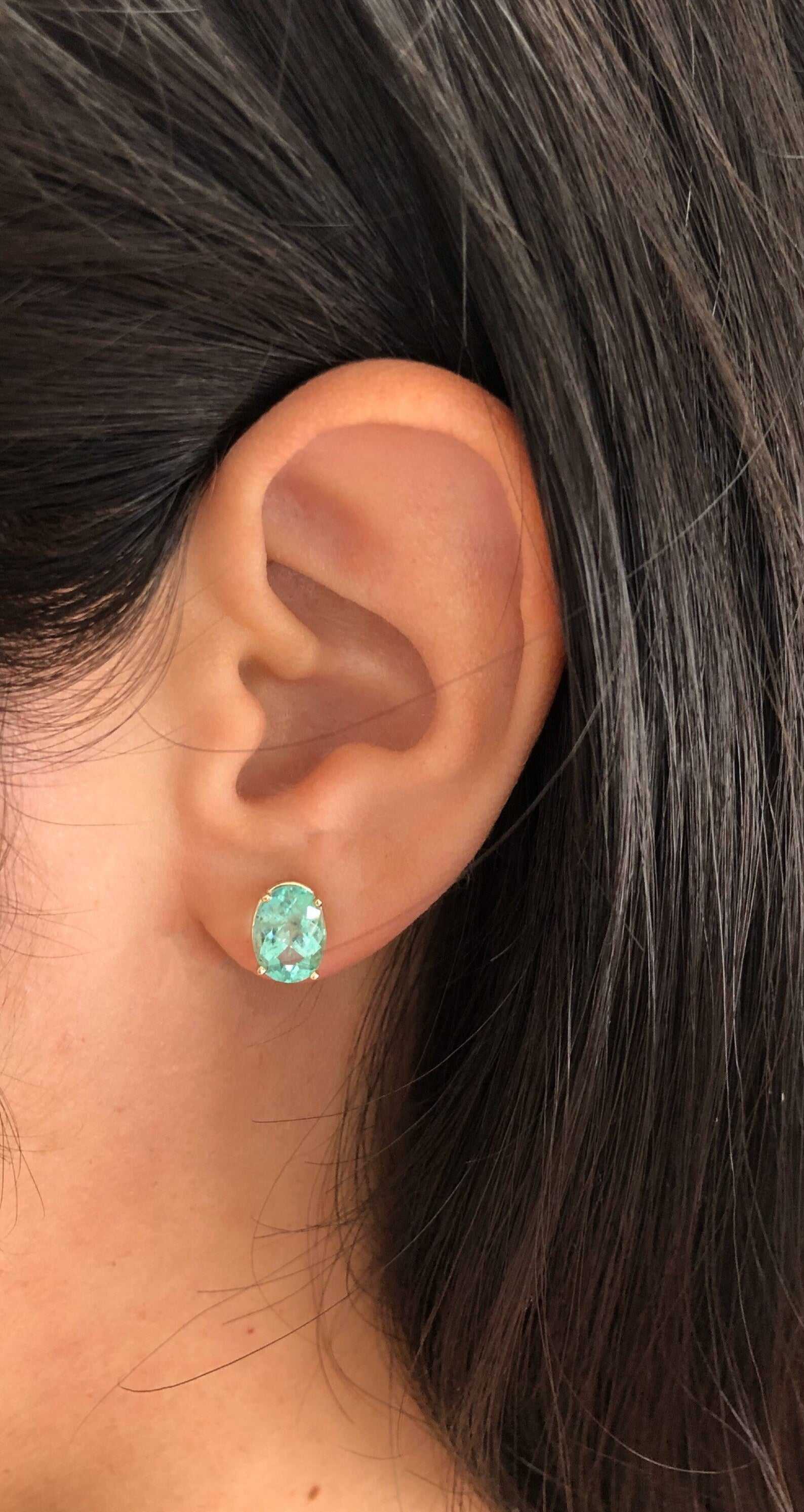 3.03tcw Oval Shape Natural Colombian Emerald Stud Earrings in 14K Gold - Elegant Jewelry for Women, Perfect for Weddings, Parties & Gifts