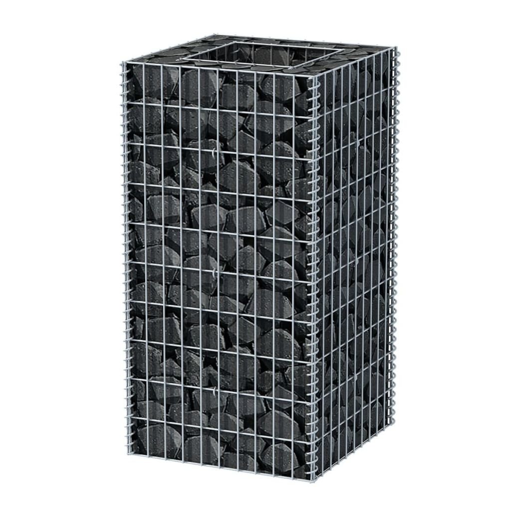 Tidyard Gabion Basket Steel Planter - 19.7x19.7x39.4 Inch Raised Garden Bed for Vegetables & Flowers (Silver) - Perfect for Outdoor Landscaping, Patio Decor & Backyard Gardening